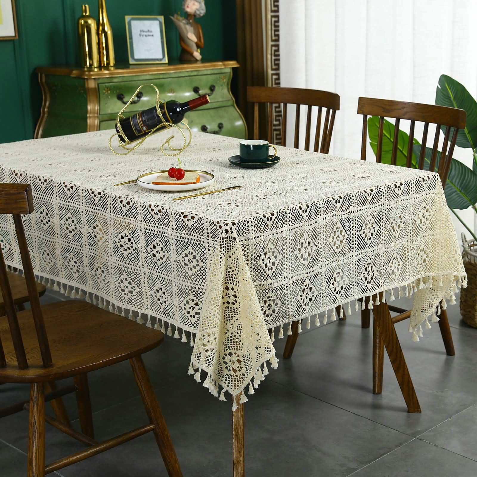 Grande Nappe Rectangulaire Anti Tache 180x310cm,Beige,Polyester