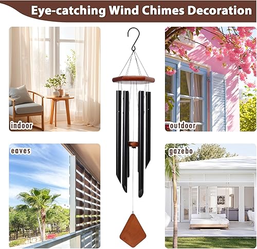 Miniatura 6 de MUMTOP Campanillas de viento para exteriores, campanillas de viento conmemorativas de tono profundo para exteriores, campanillas de viento de 35.4