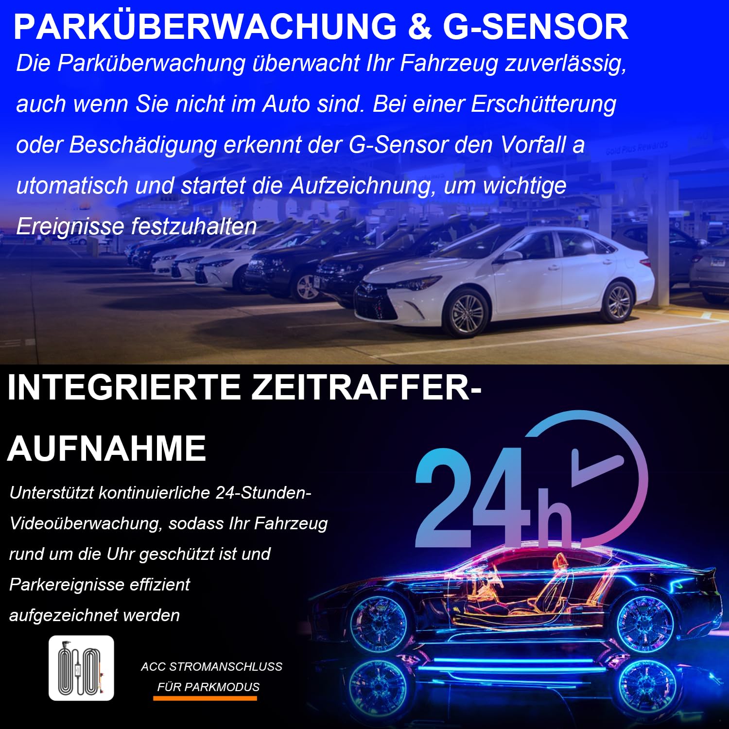 Osmo-s Dashcam Pro 2.0 Verbesserte Version 2026 4K Dashcam Auto Vorne Hinten mit GPS Tracking, WLAN & App, 170° Weitwinkel, 24h Parküberwachung, G-Sensor, Loop Aufnahme, Hardware-Kit & Auto Ladegerät
