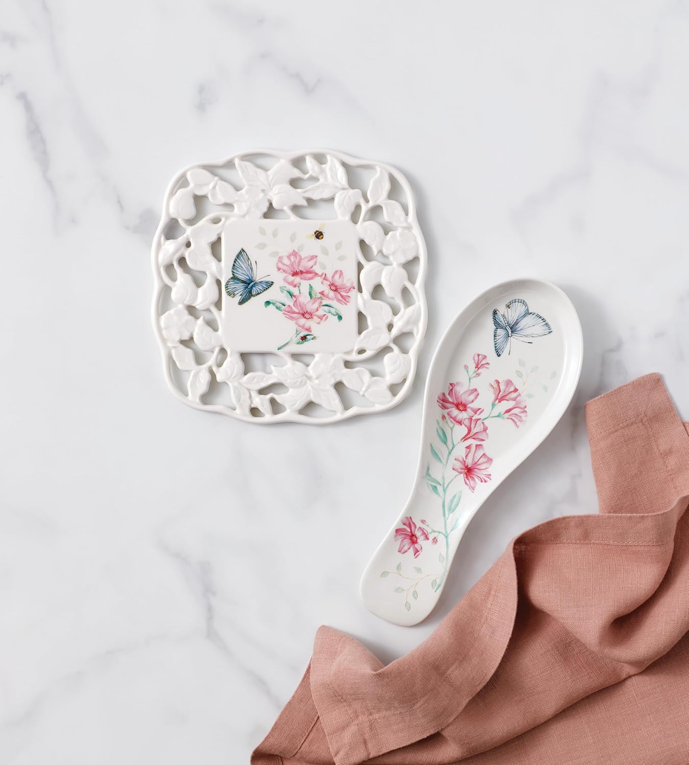 Lenox Butterfly Meadow Serveware Collection, Porcelain Serveware & Kitchen Accessories, Spoon Rest