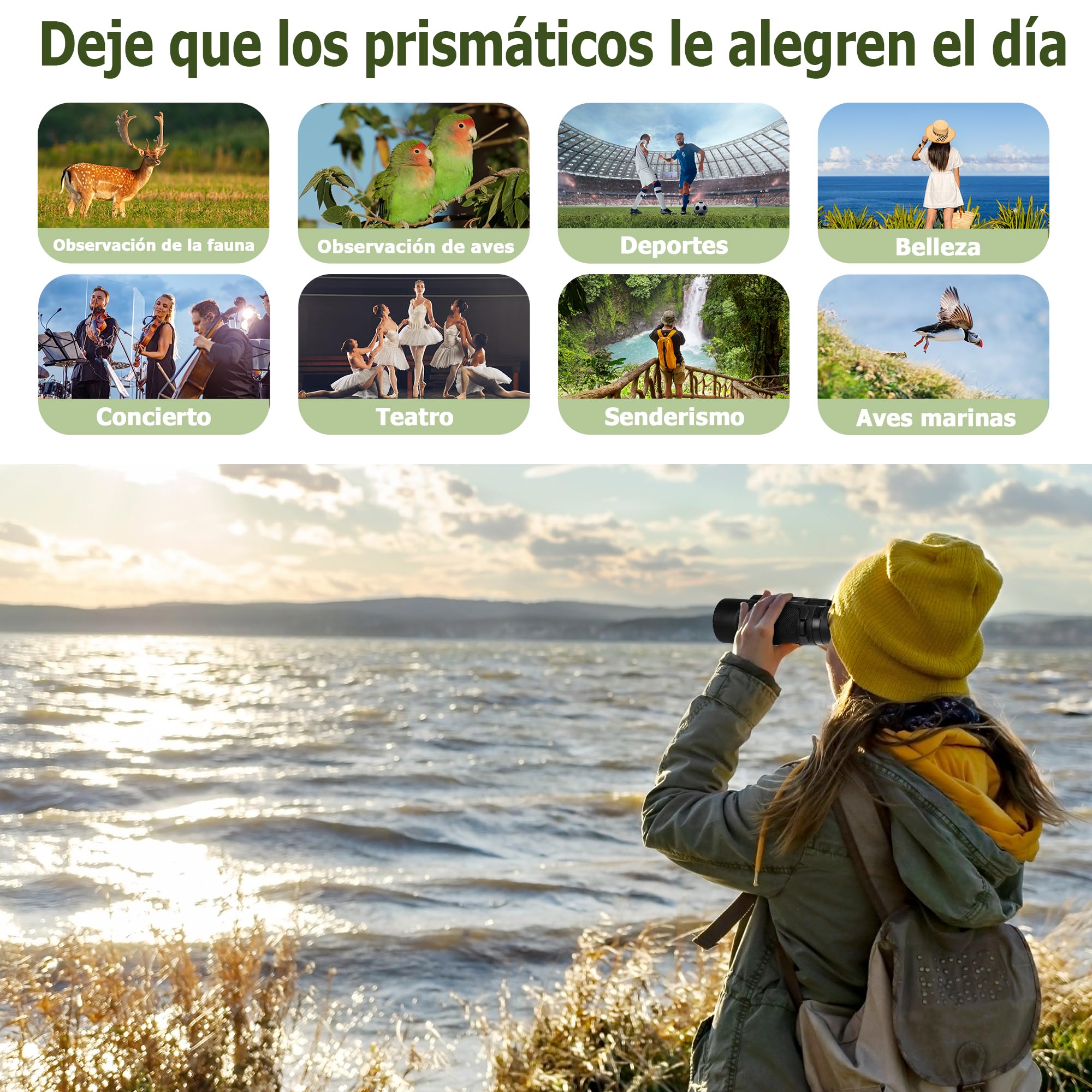 15X50 Prismaticos Profesionales Largo Alcance para Adultos - Black | Prismas BAK4,lentes FMC,15 aumentos,oculares grandes de 50mm,antiniebla e impermeable,campo visión de 1200m,enfoque ajustable