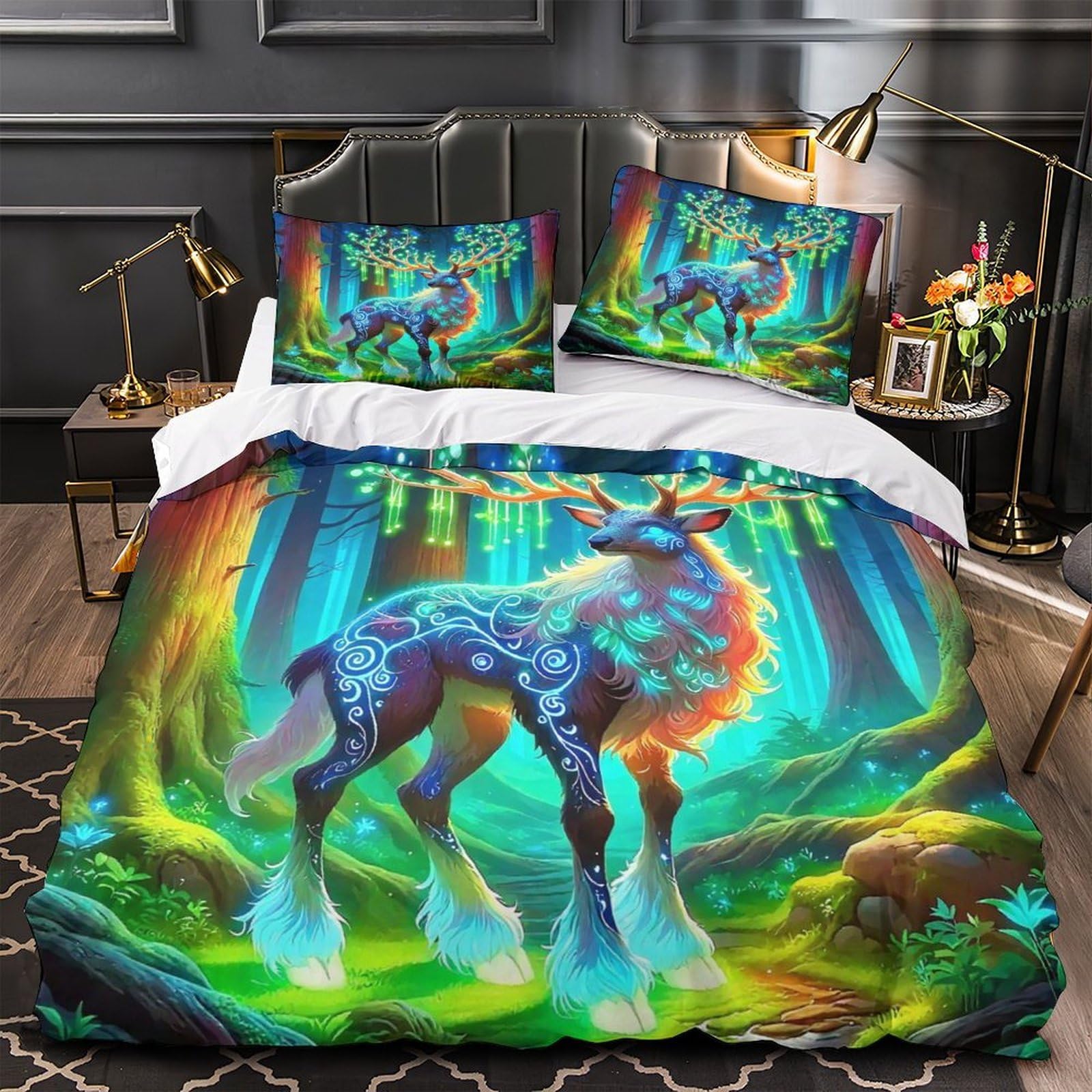 Parure lit cerf microfibre : fini la couette qui glisse et le repassage