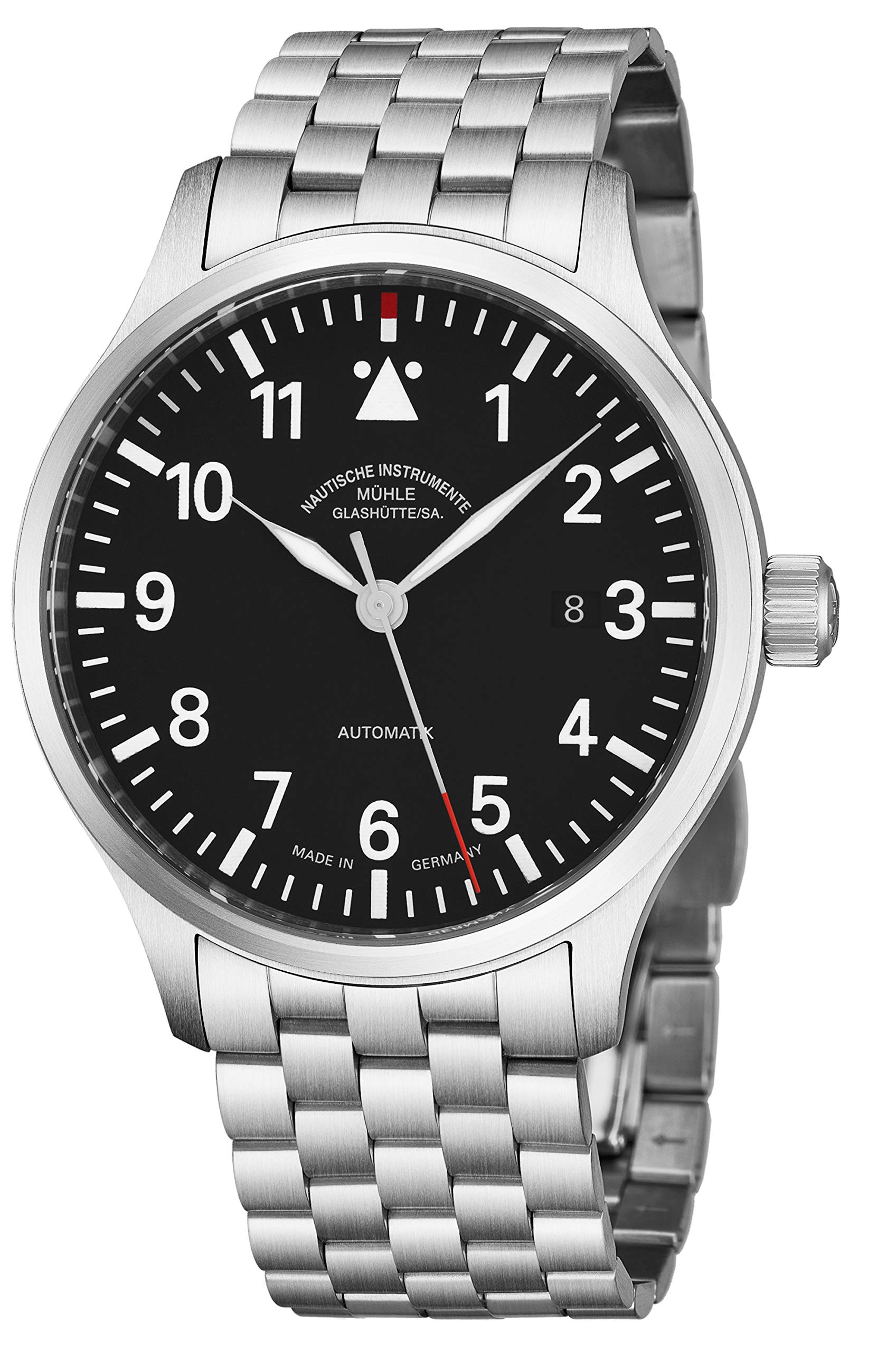 Muhle Glashutte Terrasport I Mens Automatic Pilot Watch - Black Face with Luminous Hands, Date and S