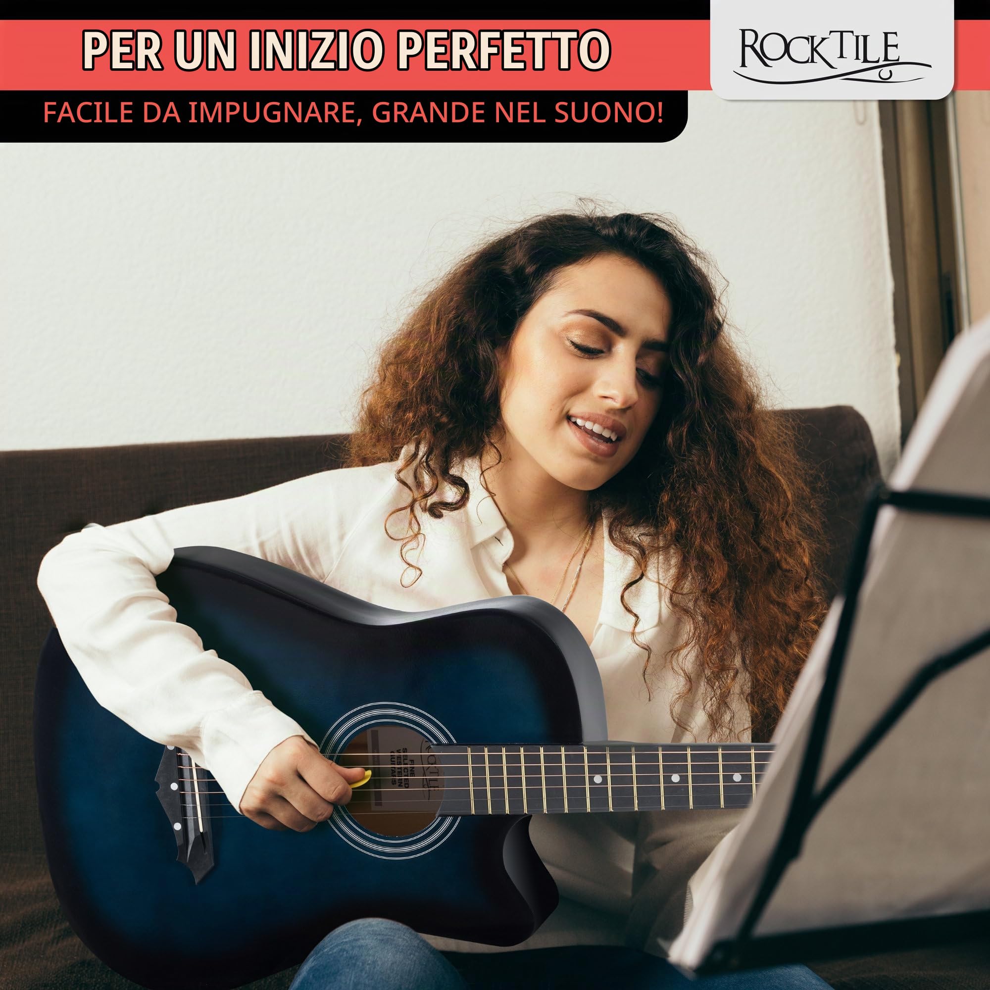 Rocktile WSD-5C-BUB Slim Line Set Chitarra Western Blueburst, Generale | Modello: WSD-5C-BUB, Peso: 1, 4 kg, Lunghezza totale: 95 cm, Numero di corde: 6, Orientamento: Destrimano, Corpo, Top: Tiglio