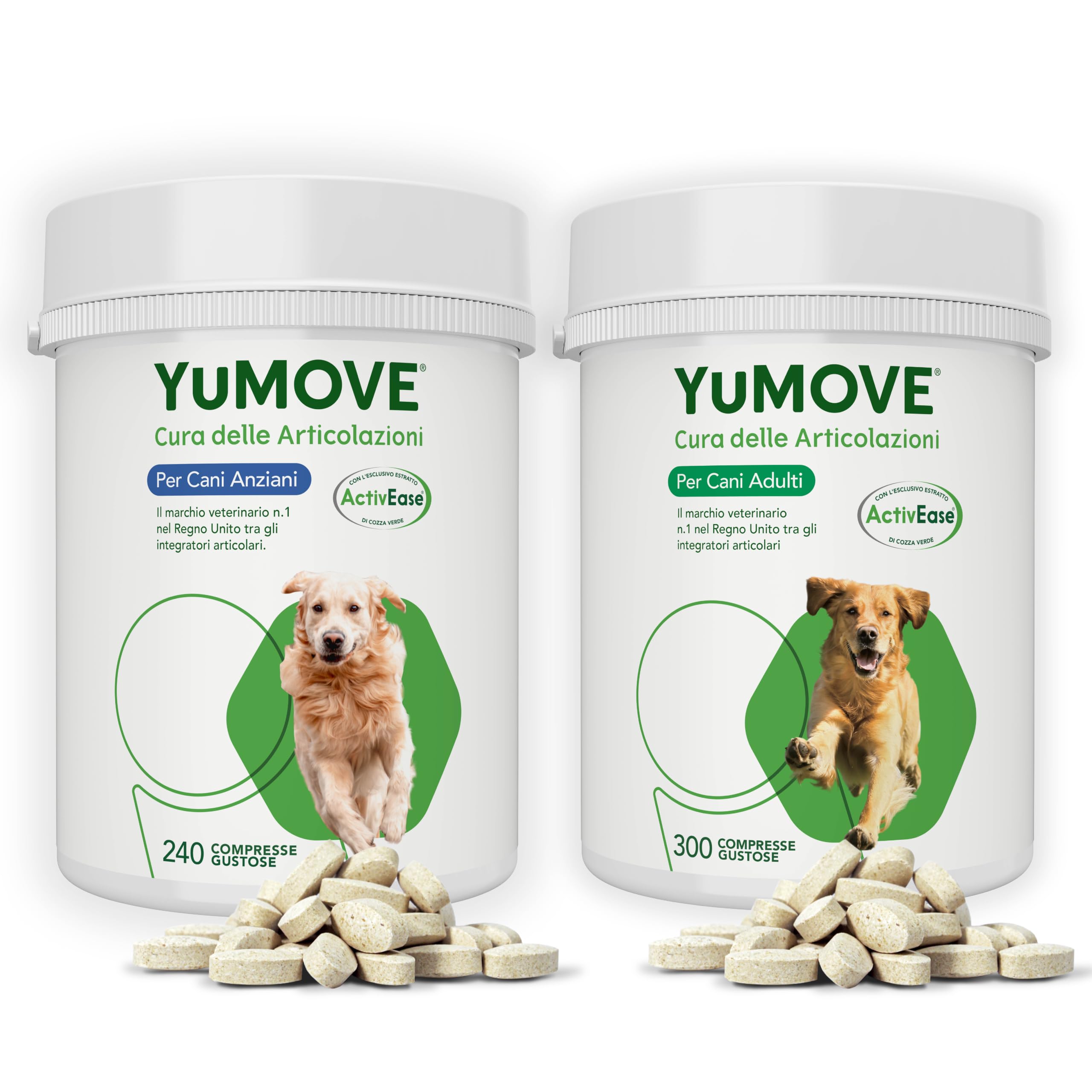 YuMOVE Joint Care Cani Articolazioni Senior + Adulto Superpack - Pack 240+300 Compresse - ActivEase Cozza Verde - Glucosamina & Condroitina - Supporto Cane Quotidiano Tutte Le Razze Completo