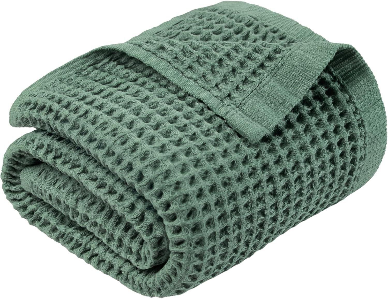 DEMMEX Organic Cotton Waffle Weave Turkish Bath Towel - Ultra Soft Lightweight Quick Dry, Oeko-Tex Certified, 100% Turkish Cotton (Sage Green, Large (60x30))