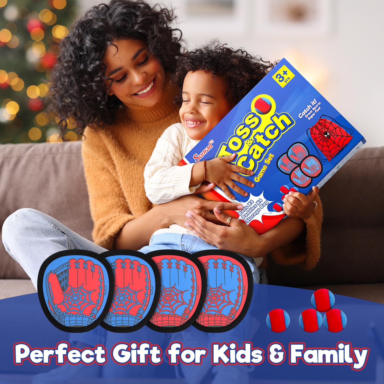 Sunrad Toss and Catch Ball Set, Kids Toddler Baseball Catch Ball Outdoor & Beach Toys for Family, Pool Beach Yard Camping Outside Game for Kids Age 3 4 5 6 7 8-12+, Birthday Gift for Boys Girls - 3