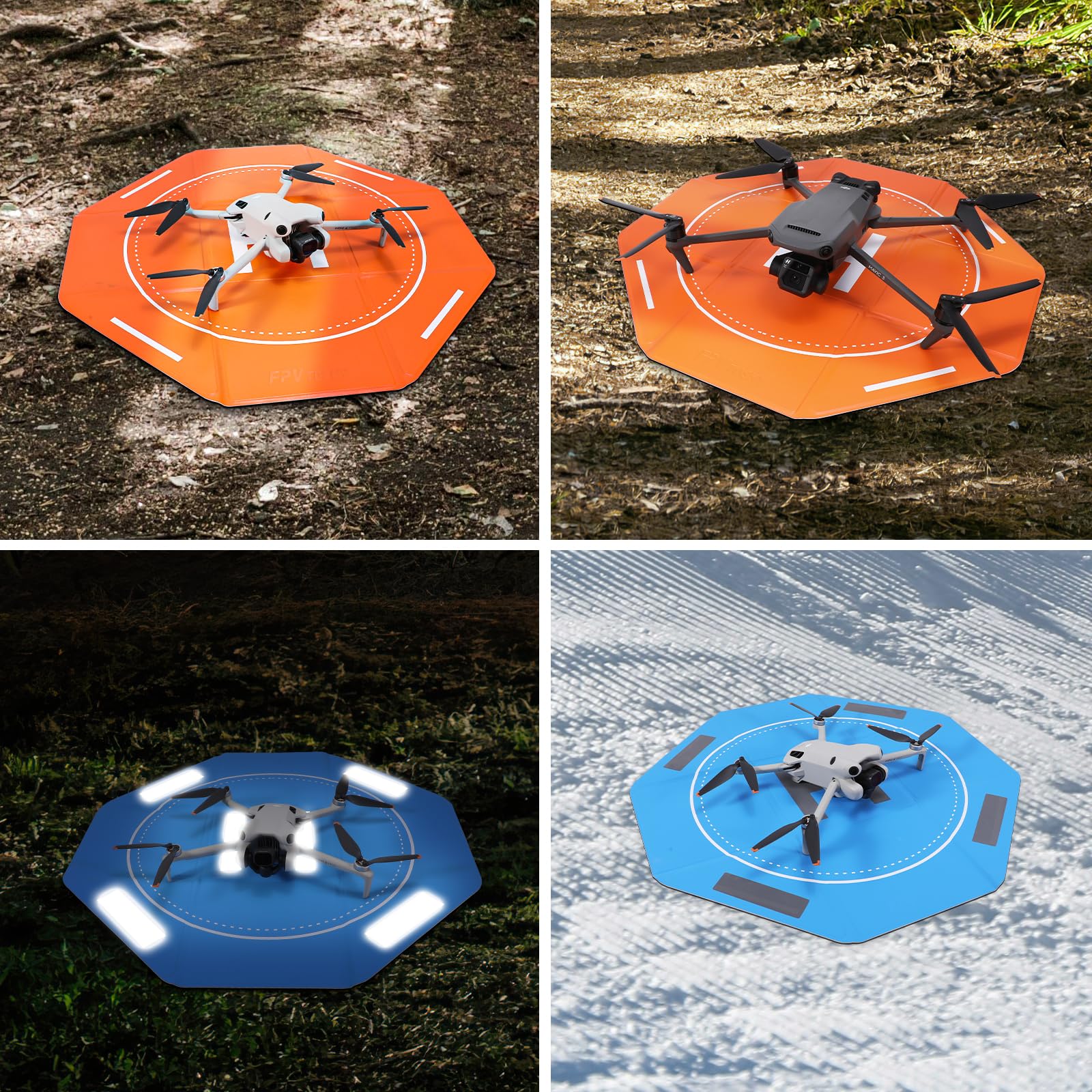 FPVtosky Drone Landing Pad, Ottagonale Notte Riflettente Pieghevole Portatile Impermeabile 20.5 (52cm) Elicottero Landing Pad per DJI Flip/NEO/Mini 4K/Mini 4 Pro/Avata/Air 3S/Mini 3/2 SE Accessori