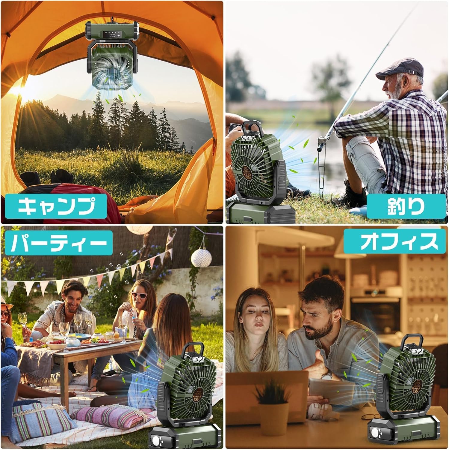 Camping Ventilador 20000mAh, Ventilador USB Recargable Portátil Escritorio con Luz LED (Azul2)