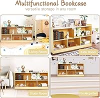 Vista 4 de Estante Montessori, organizador de almacenamiento de juguetes de madera para libros, juguetes, estantería de 2 estantes, armario de almacenamiento