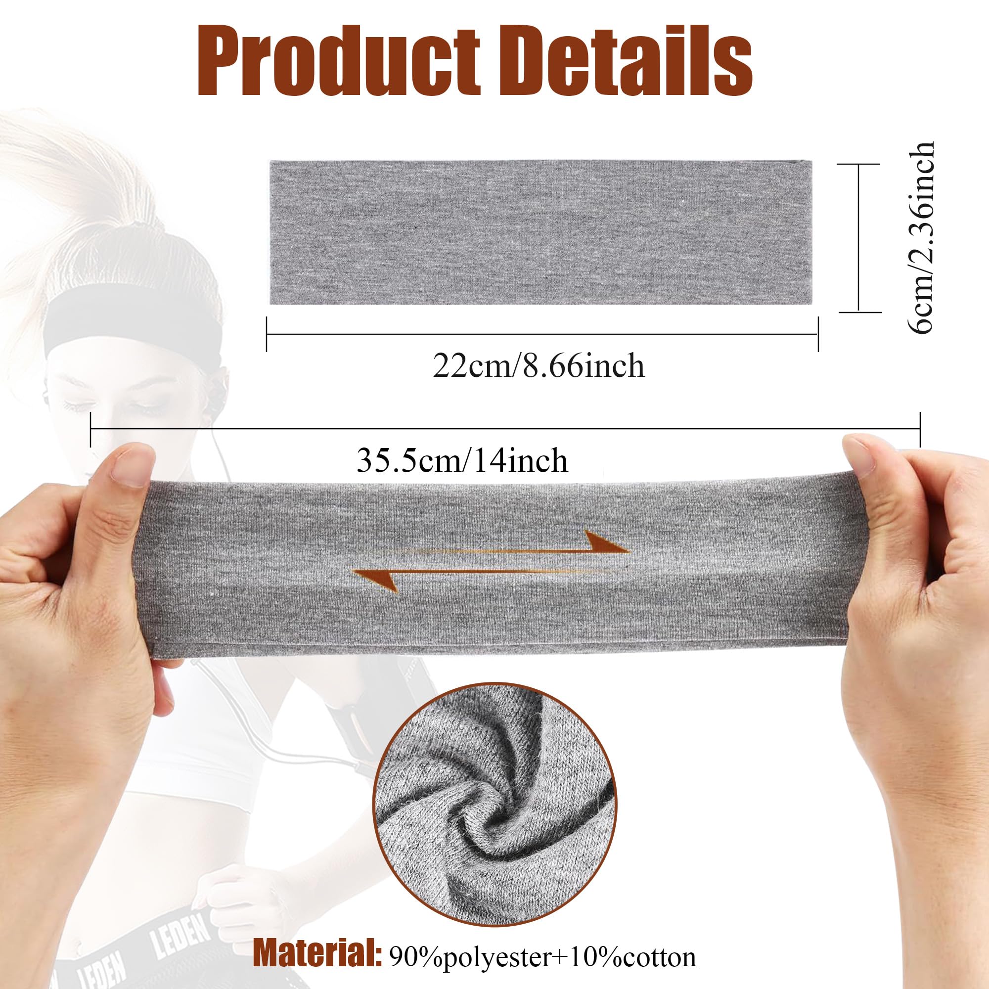 ZKSMNB Wide Black Headbands for Women Men 3 pack Fashion Head Bands for Women's Hair - Image 4