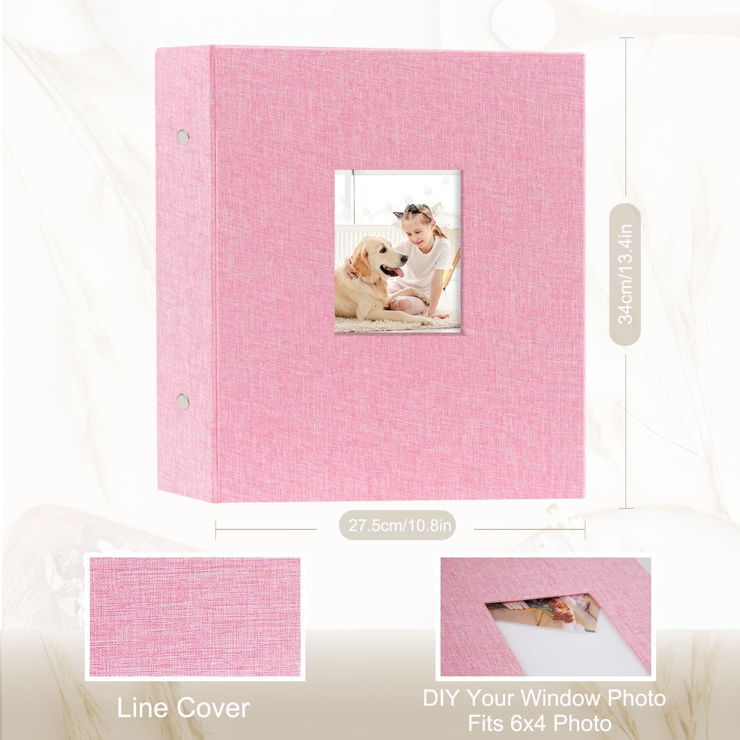 Artmag Fabric Photo Album 4x6 400 Large Capacity for Family Wedding Anniversary Linen Album Holds 400 Vertical Photos (400 Pockets, Pink) - Image 2