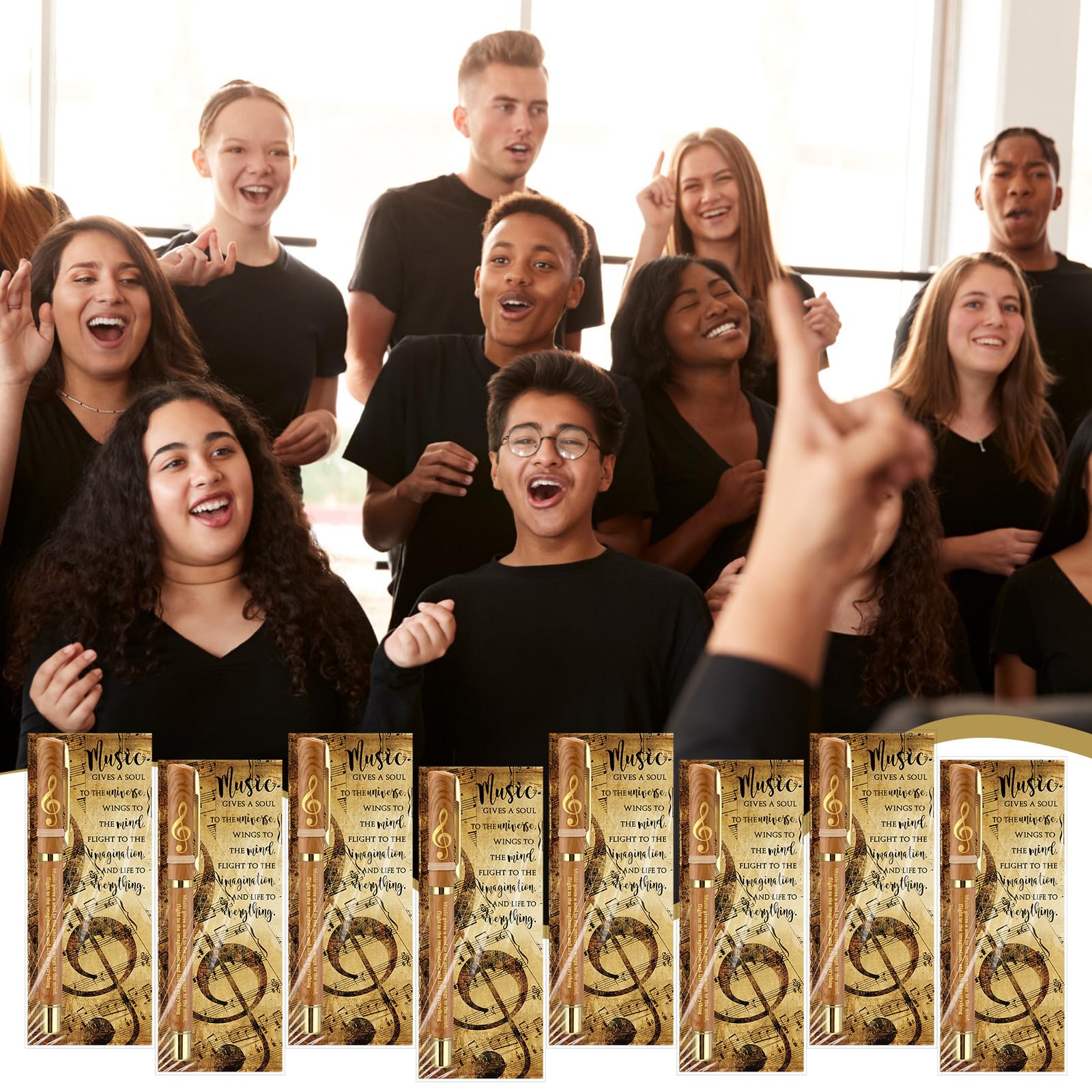 30 Sets Musikstifte, inspirierende Musikstifte, Geschenk für Lehrer mit Lesezeichen, Musik-Partygeschenke für Lehrer, Chorliebhaber, Musiker, Studio, Club