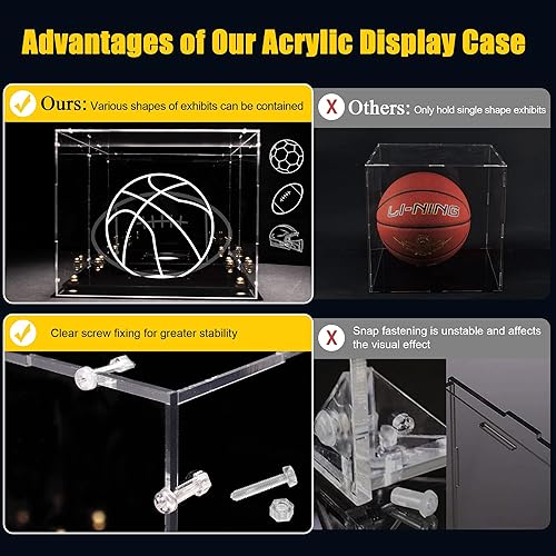 Miniatura 3 de HYzgb Vitrina de casco de tamaño completo con espejo trasero acrílico para casco de fútbol con base negra, escaparate transparente para recuerdos