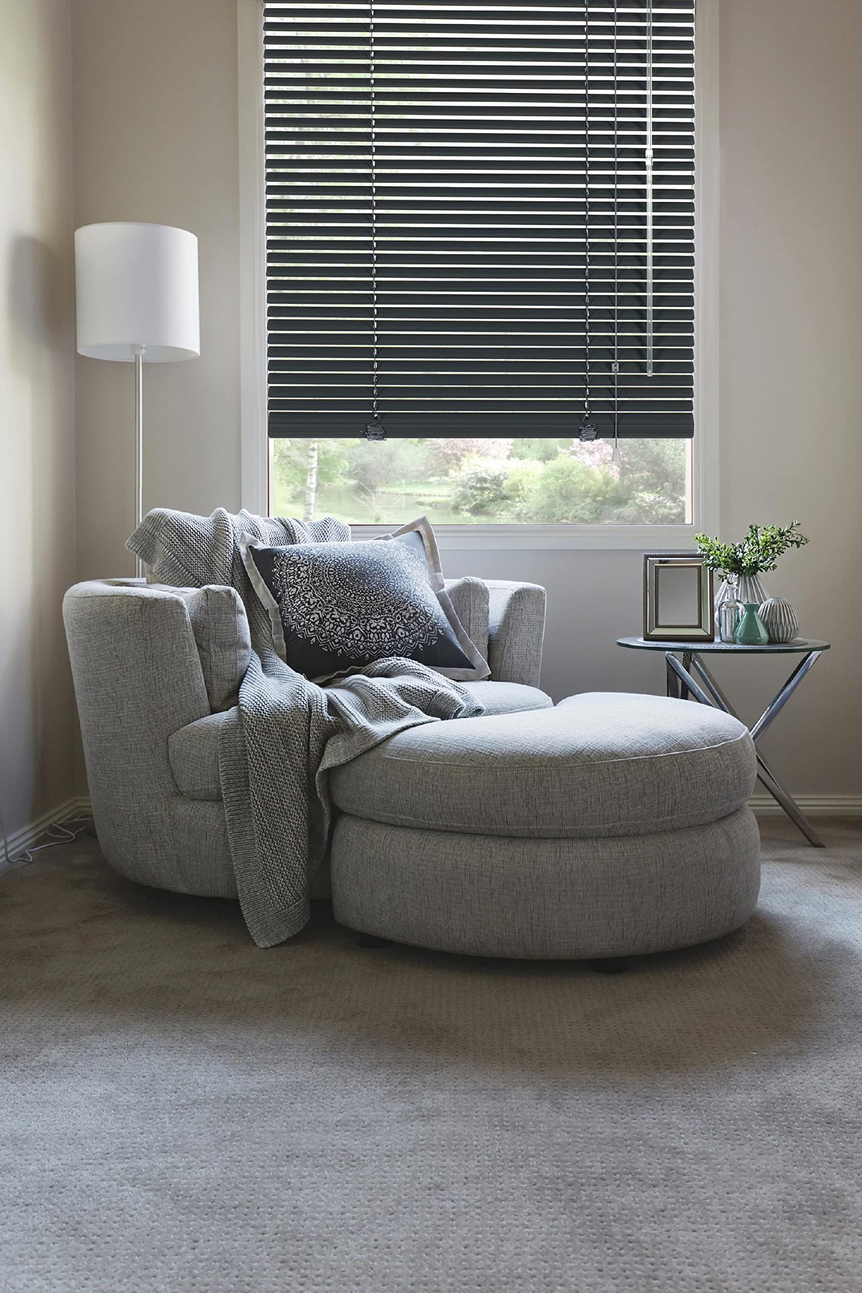 Deco Company, 23-3130 Veneziana in Alluminio con Fissaggio a Morsetto, Per privacy, protezione da luce e sole, Kit di montaggio incluso, Oscurante in alluminio, Ardesia, 80 x 220 cm (LxA)