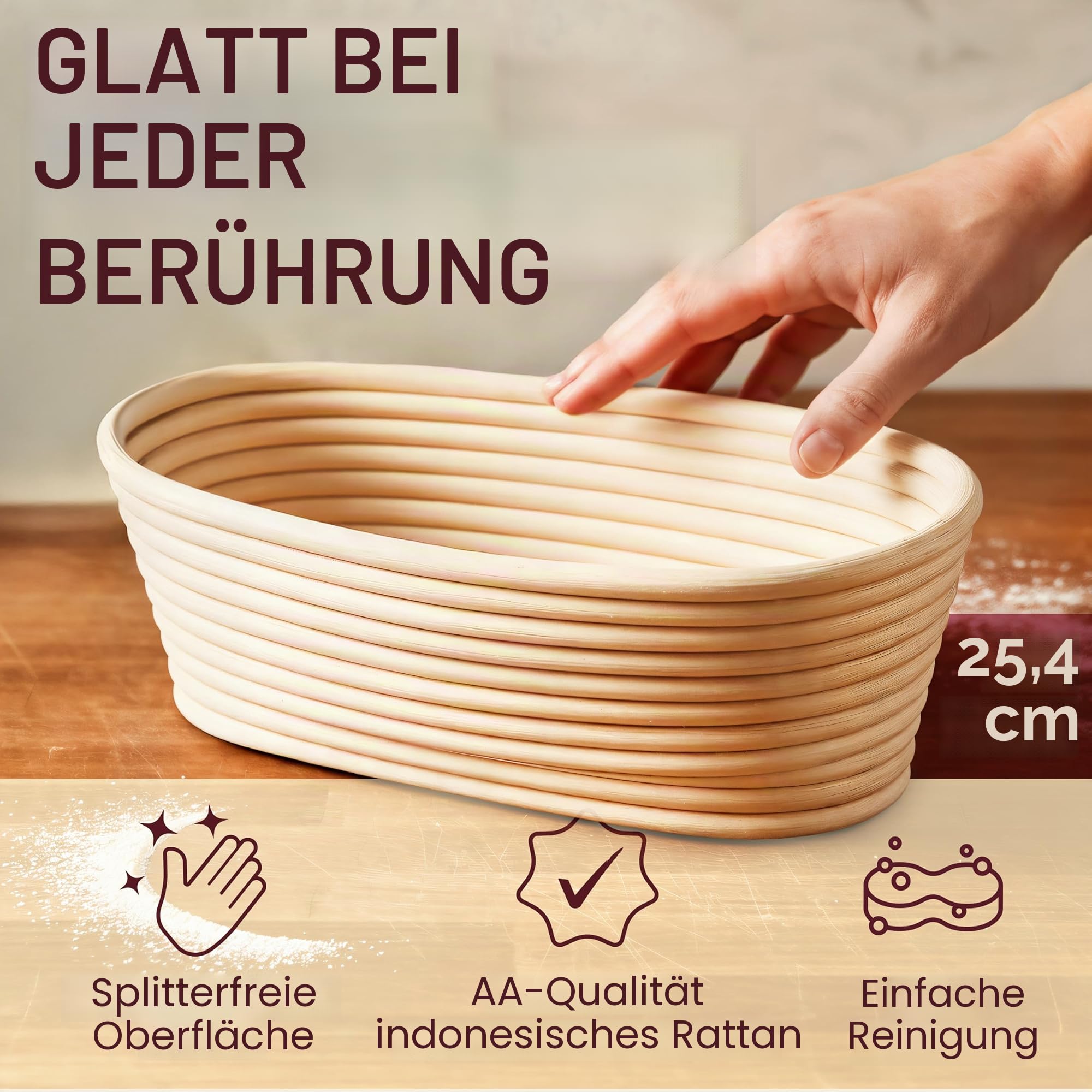 Superbaking Banneton Brotgärkorb-Set, oval, 25,4 cm, Sauerteig-Gärkorb für Brot, Backzubehör, handwerkliches Brot-Set, Geschenke für Bäcker