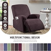 Vista 5 de KinCam Fundas para sillas reclinables, fundas elásticas para sillas reclinables, fundas de sofá, fundas de sofá a rayas jacquard para sillas