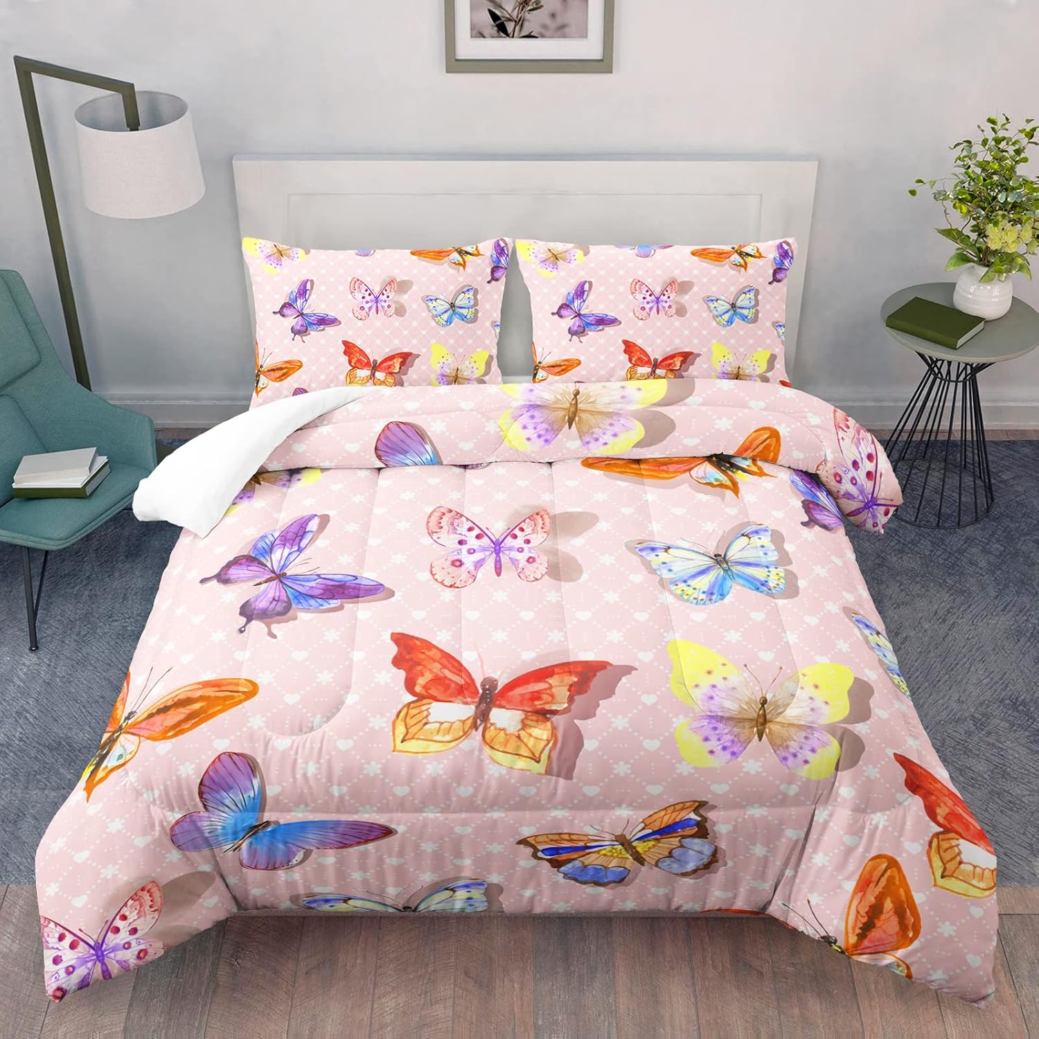 KTAbedding Butterfly Comforter Sets Twin Bedding Sets for