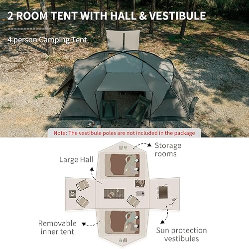 Miniatura 4 de Naturehike Massif Hot Tent with Stove Jack, Waterproof Windproof 4 Season Tent, 24 Person Cold Weather Winter Tents for Camping