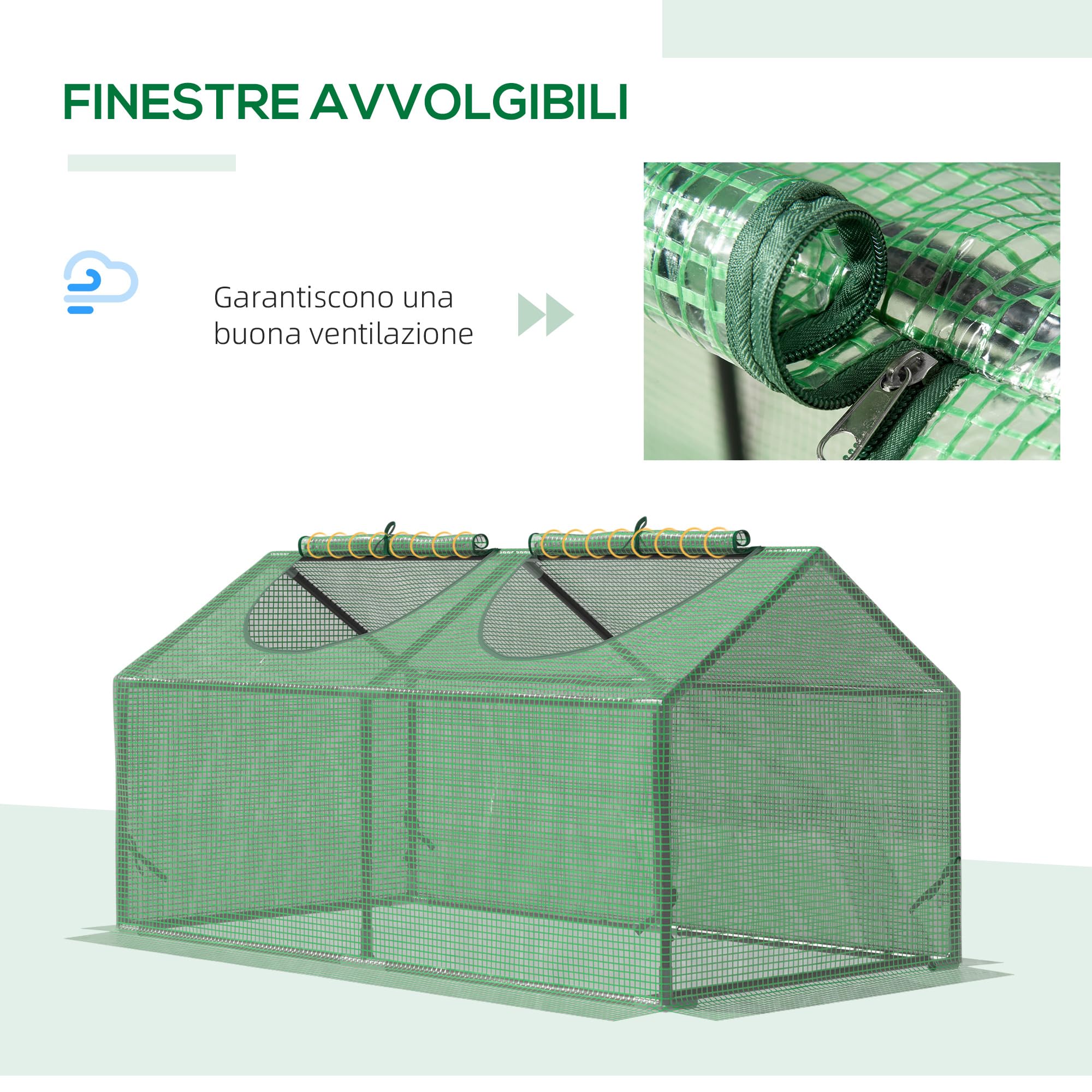 Outsunny Serra da Giardino a Casetta con Copertura in PE, Serra per Orto con Picchetti e Bordi Estesi per Piante e Fiori, 120x60x60cm, Verde