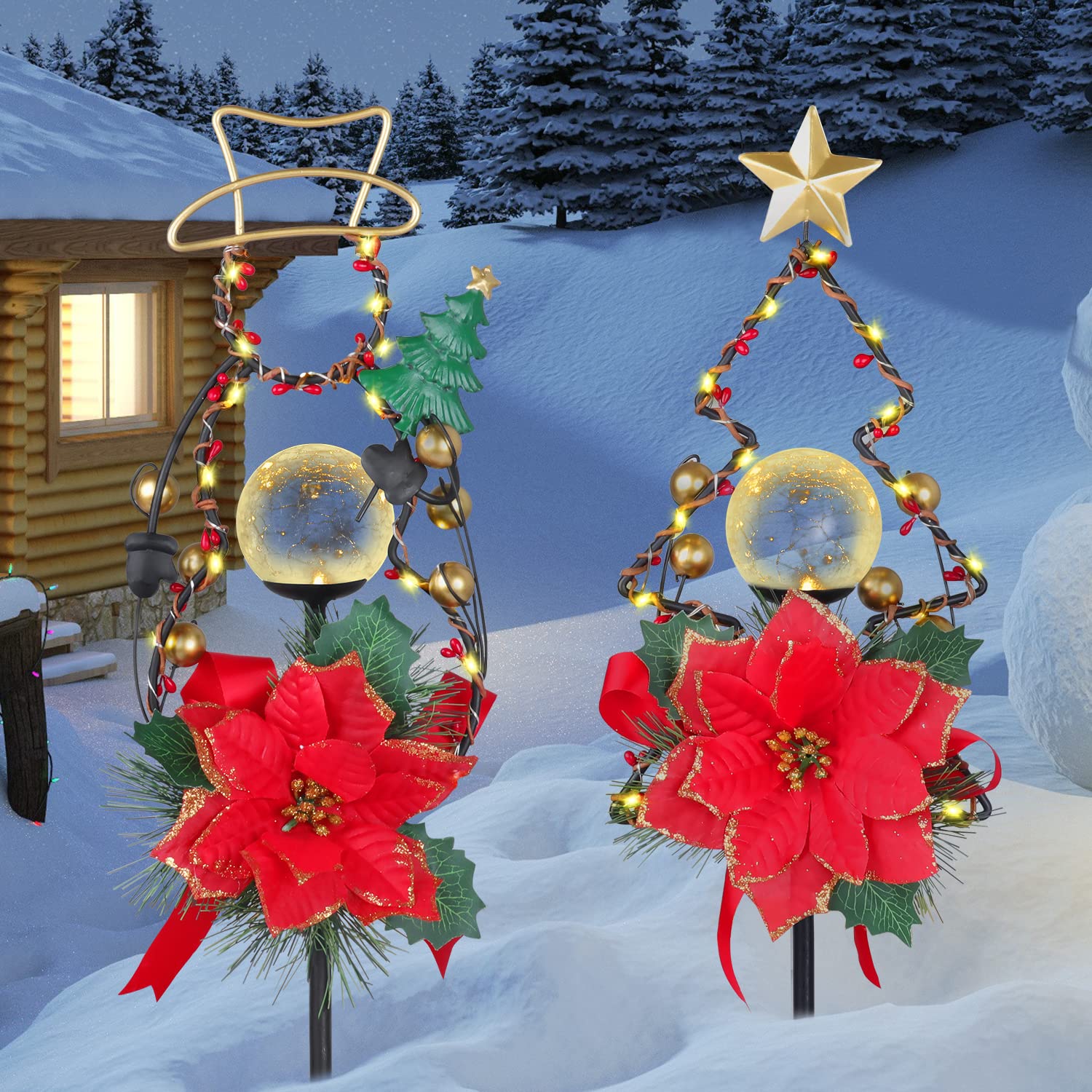 Buy N3wxstarec Set of 2 Solar Lighted Christmas Yard Stakes, Snowman