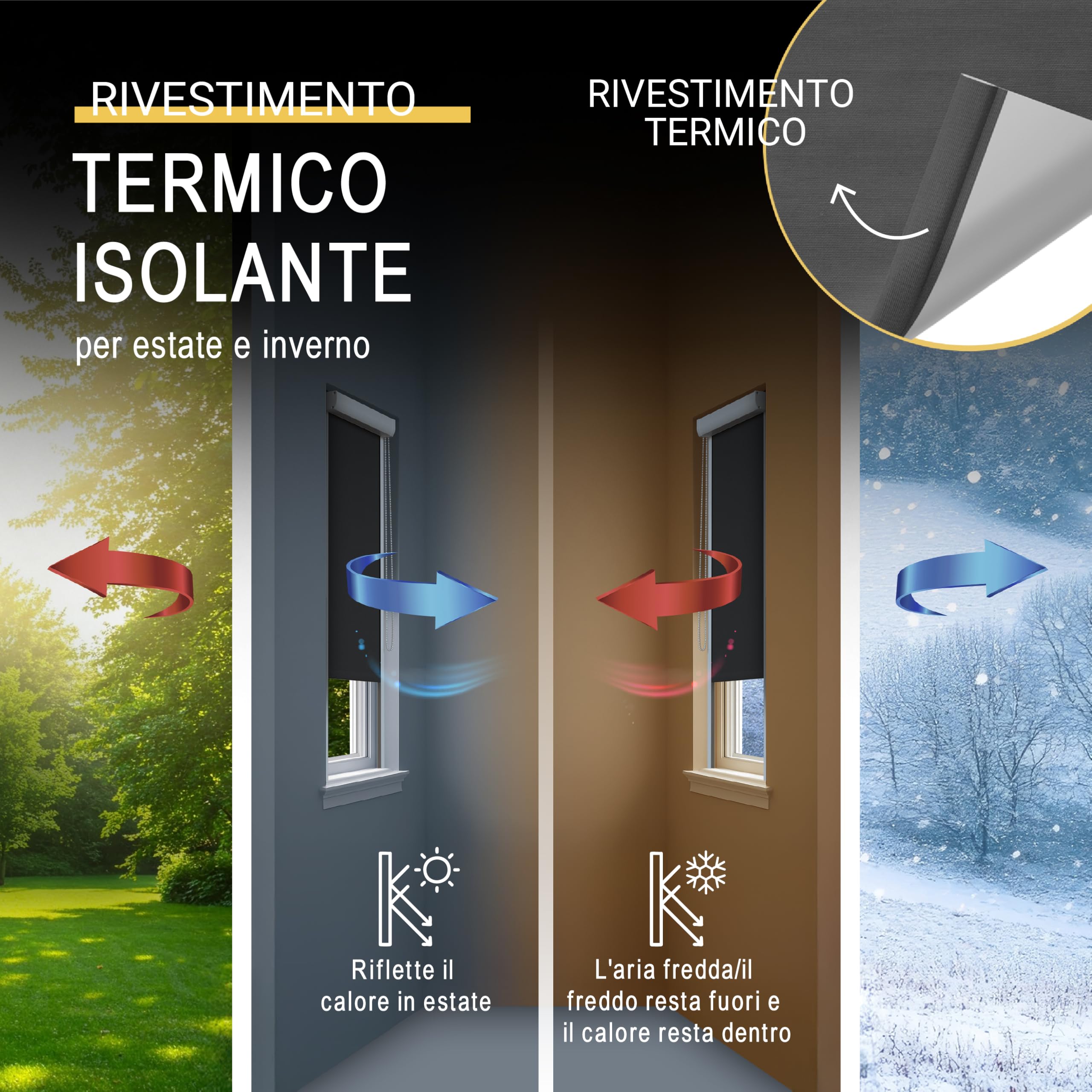 Sol Royal Tenda a rullo oscurante SolReflect K24 - tenda termica e isolante con guide laterali 80x175 antracite installazione senza perforare