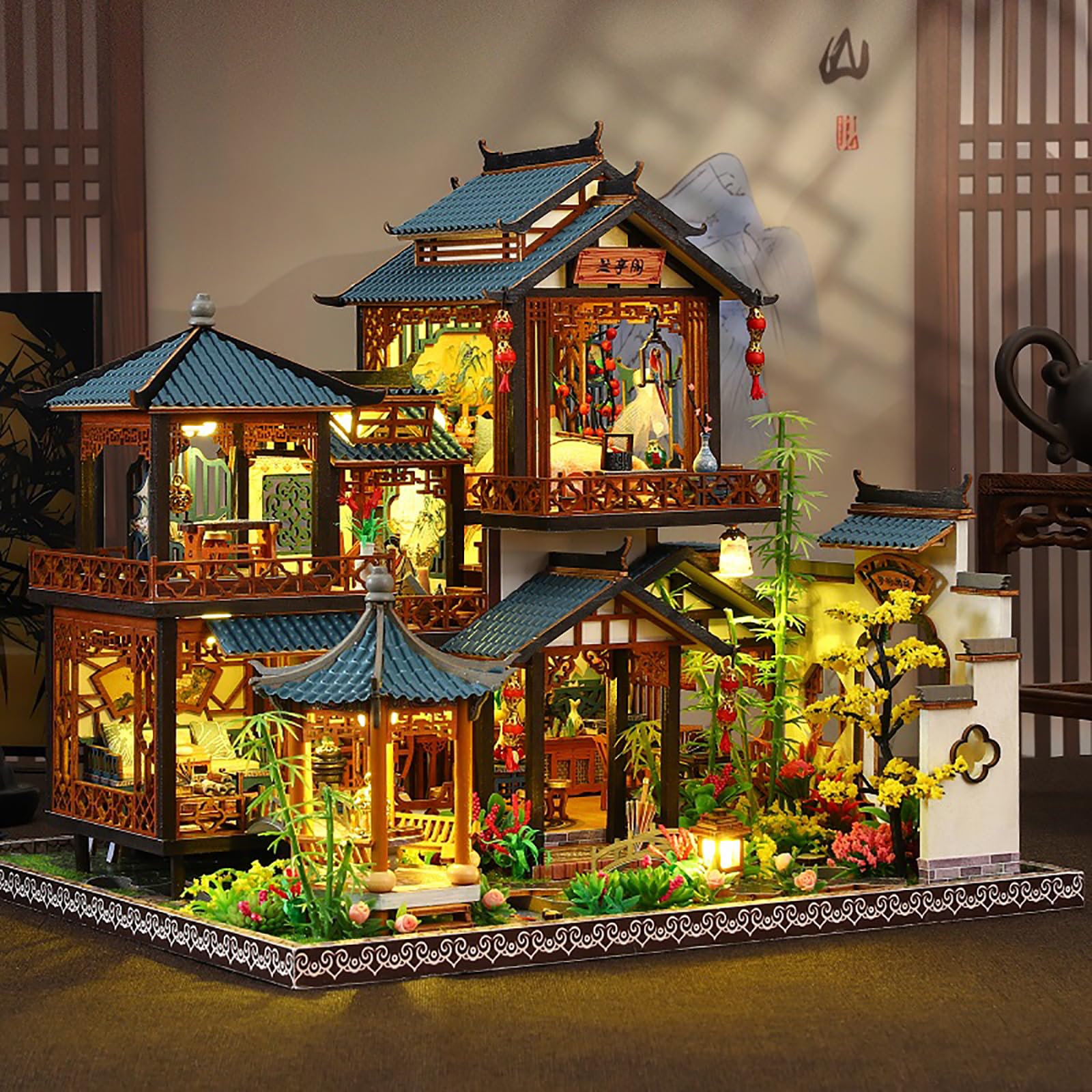 DIY Book Nook Kit, DIY Miniature Dolls House Kit with Furniture and LED Light, 3D Puzzle Wooden Art Bookends - Image 2