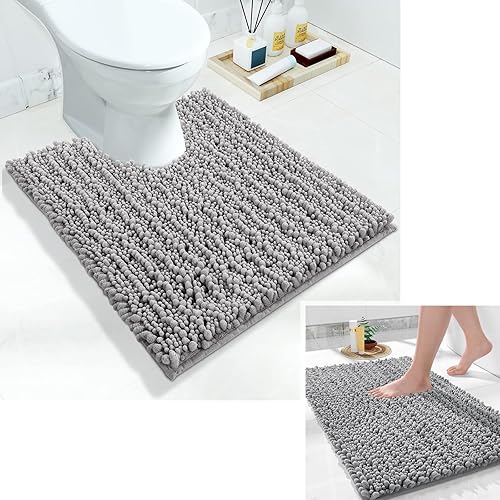 Miniatura 1 de Yimobra Tapete de baño lanudo de lujo original, tamaño grande, 24 x 17 pulgadas + forma de U de 24 x 20 pulgadas, suave y acogedor, súper absorbente