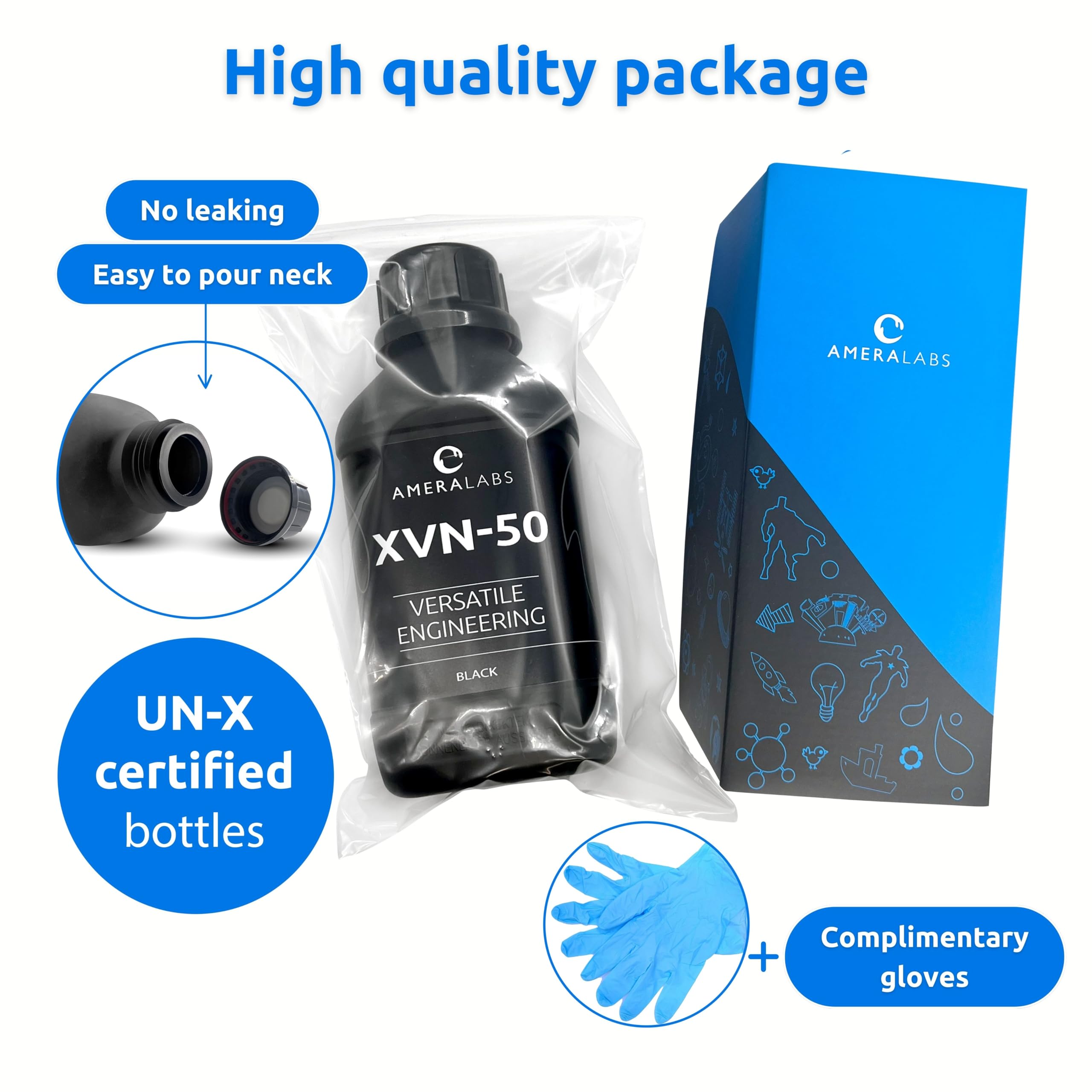 XVN-50 High Presicion, wytrzymała i elastyczna żywica fotopolimerowa do drukarek 3D do prototypowania, inżynierii i funkcjonalnych części. Płyn do drukowania 3D o niskim zapachu do drukarek