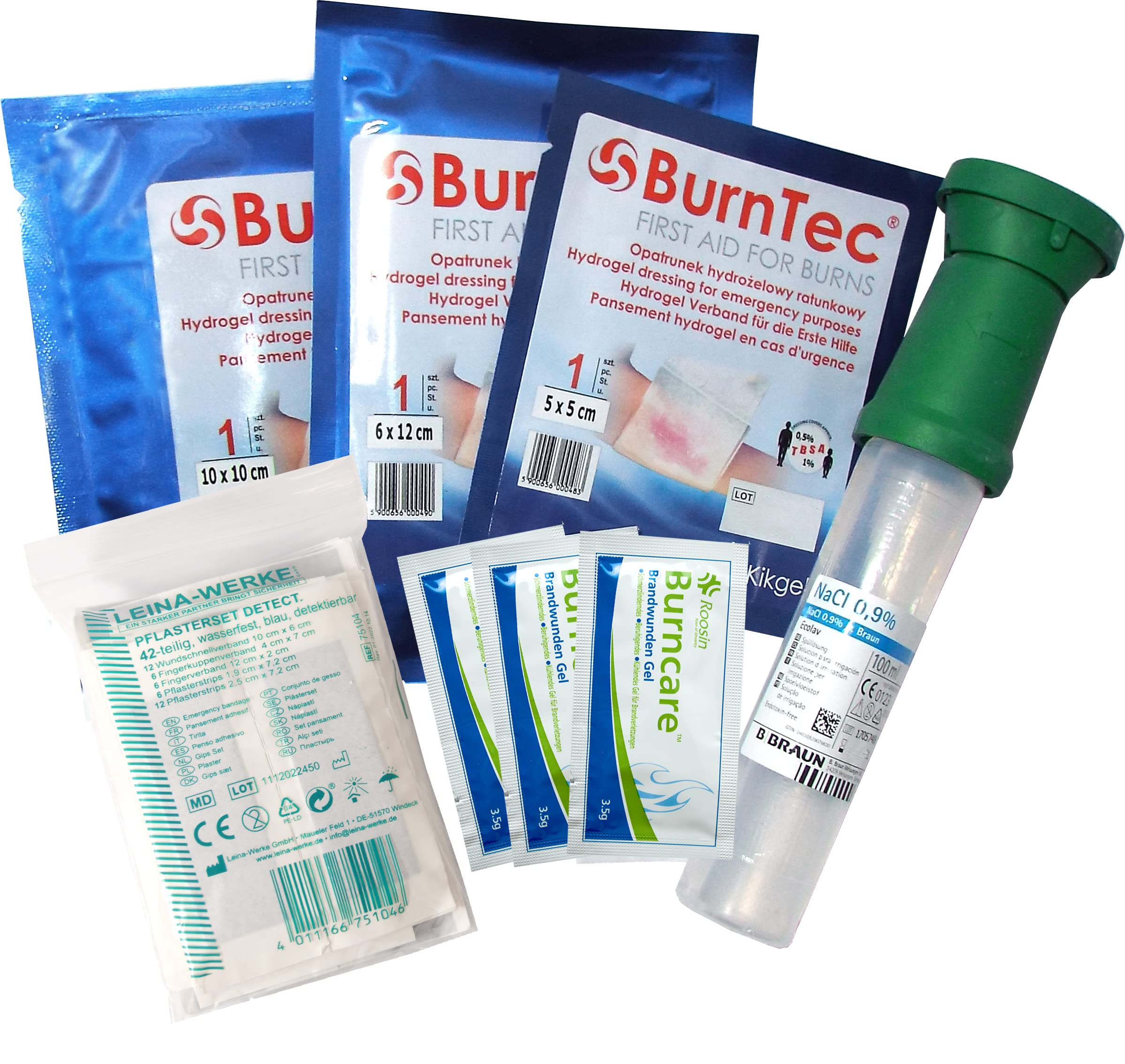 Erste-Hilfe-Koffer GASTRO Komplettpaket für Küchenbetrieb & Lebensmittelindustrie - aktuelle DIN/EN 13157 inkl.Augenspülung + Brandgel + detektierbare Pflaster + Hydrogelverbände + Aushang & Aufkleber