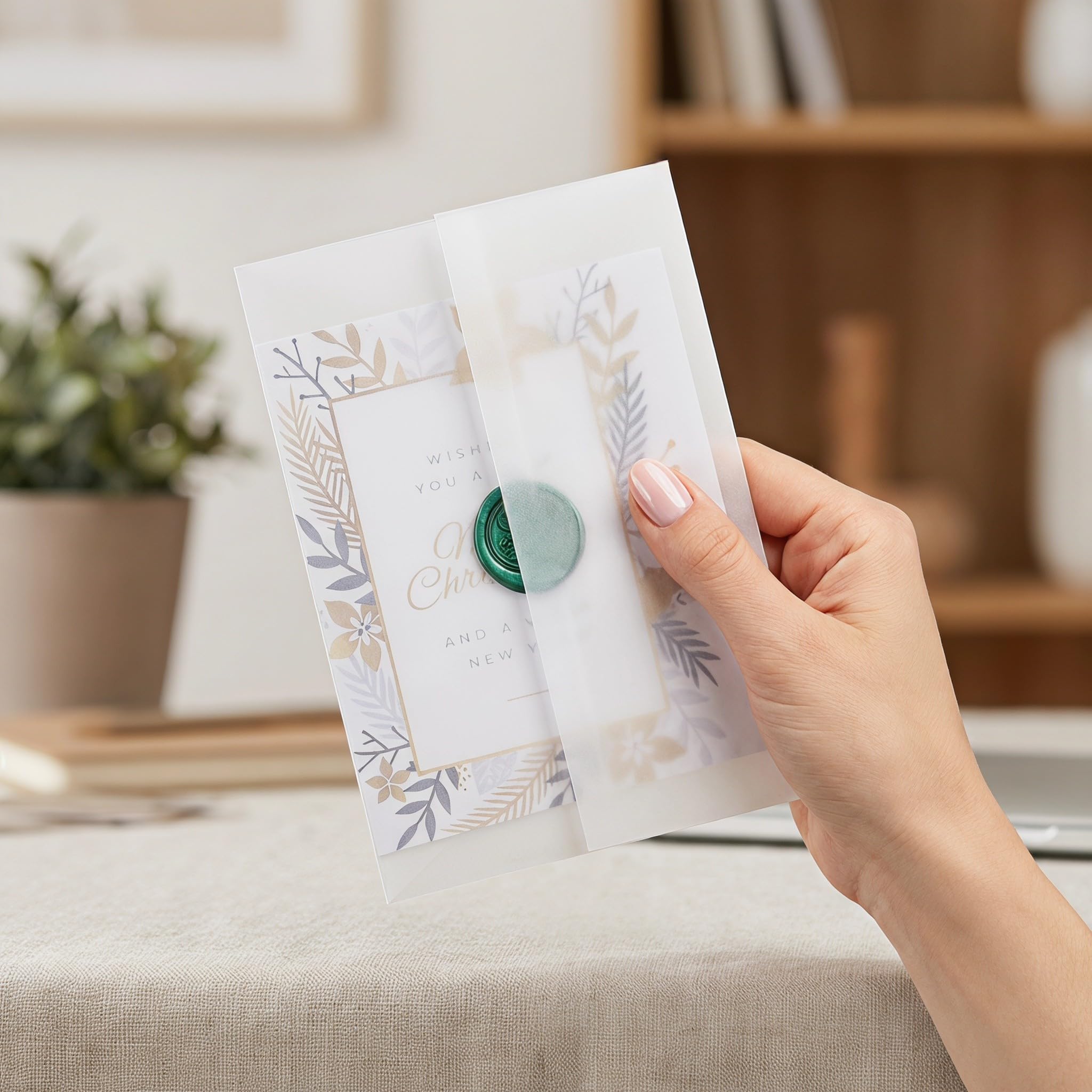 100 buste per inviti di matrimonio: involucri di carta pre-piegati - copertine eleganti per biglietti da 8,3x6" - porta lettere trasparenti per feste di compleanno e balli di fine anno.