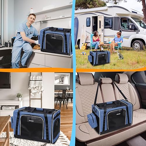 Miniatura 43 de Petskd Transportador extragrande para gatos con caja de arena de 24 x 17 x 17 pulgadas para gatos medianos y grandes o 2 gatos pequeños, Negro