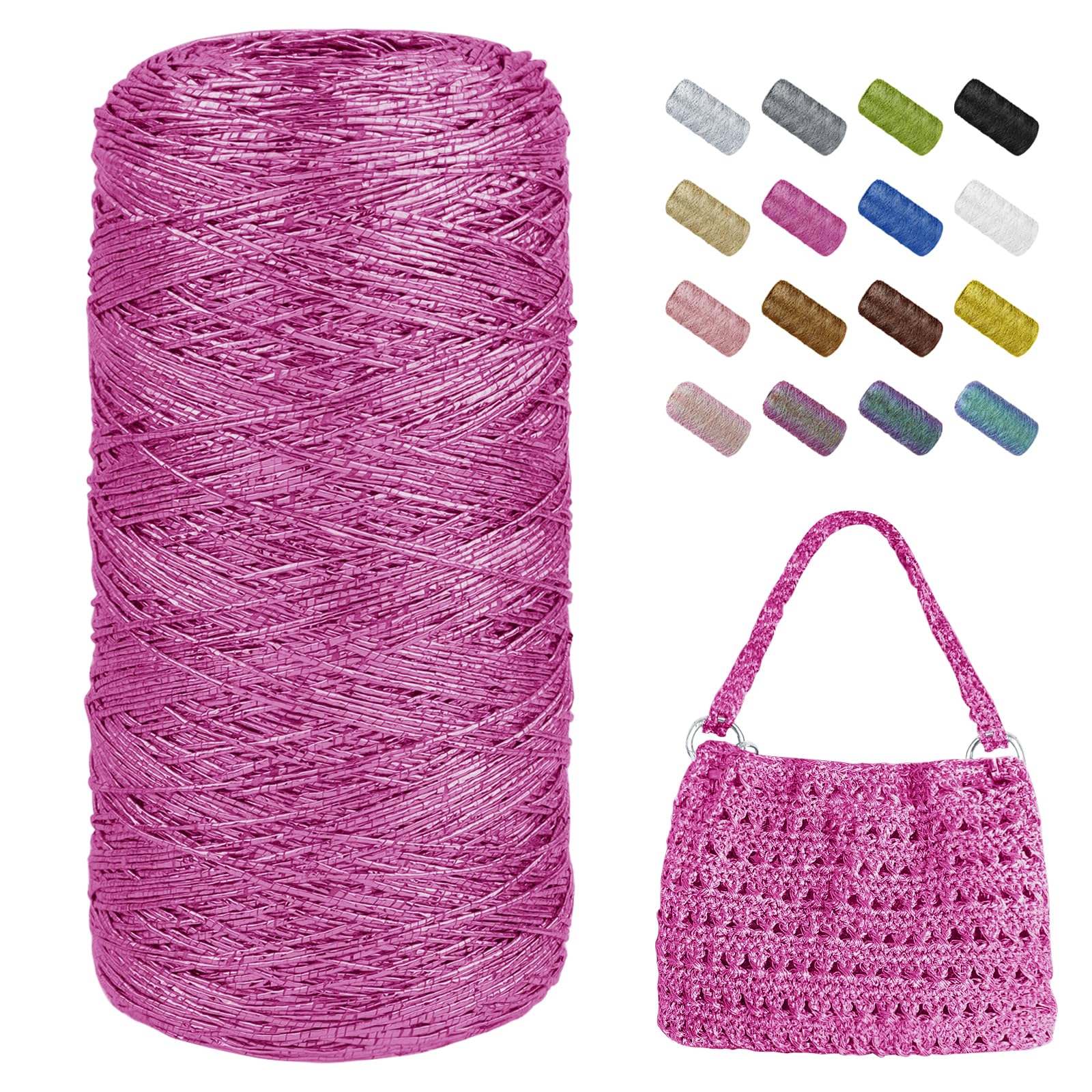 Uiopa Metallic Macrame Cord 1mm x 480m, Rose Red Glitter Yarn for Crocheting Bags, Polyester Cord Sparkle Macrame Yarn for Crocheting Pendants, Home Decor, DIY Crafts