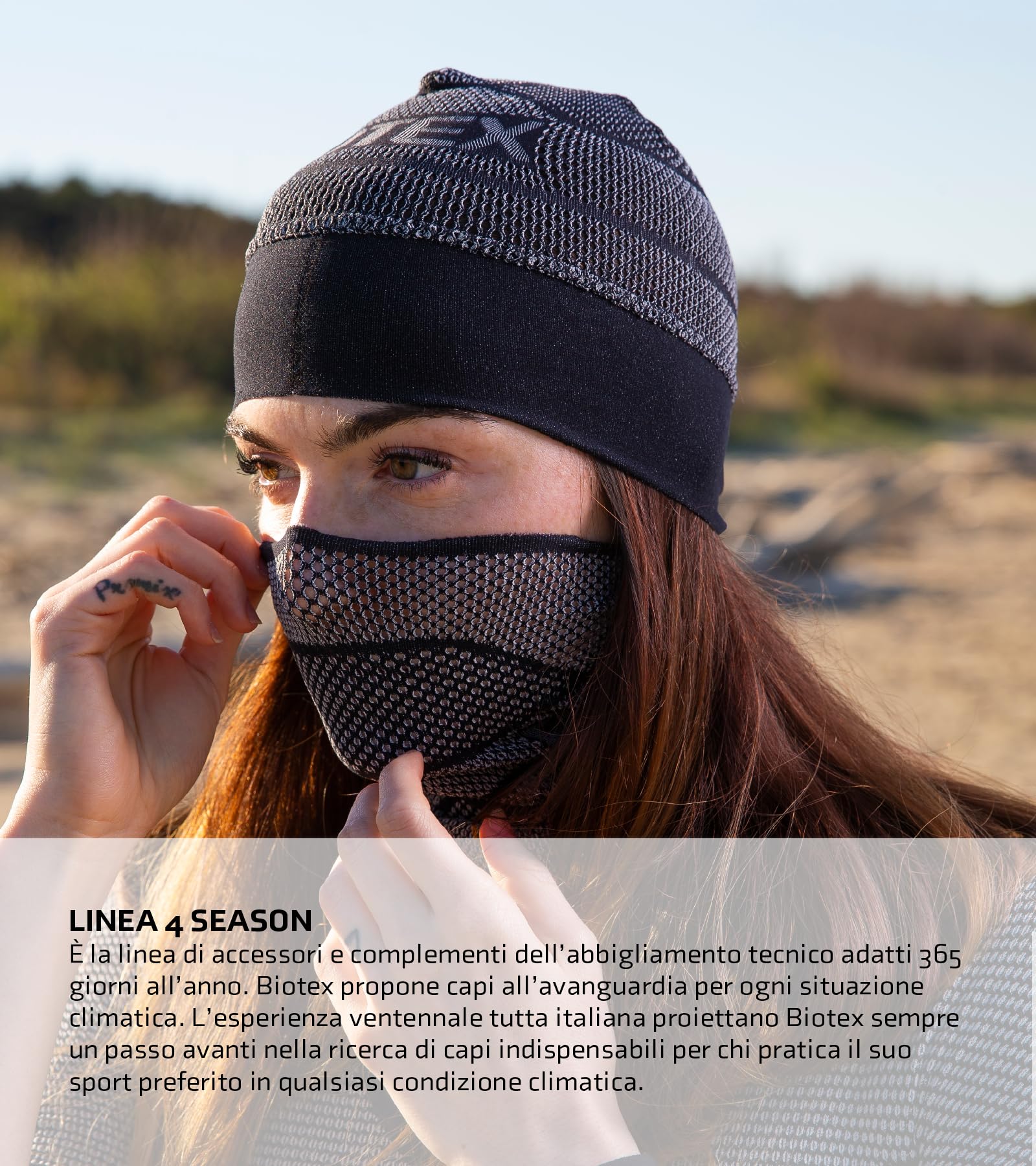 Biotex Tubulaire Summerlight Multifonction, bandeau de cou léger et respirant pour tous les sports, sous-vêtements techniques sportifs