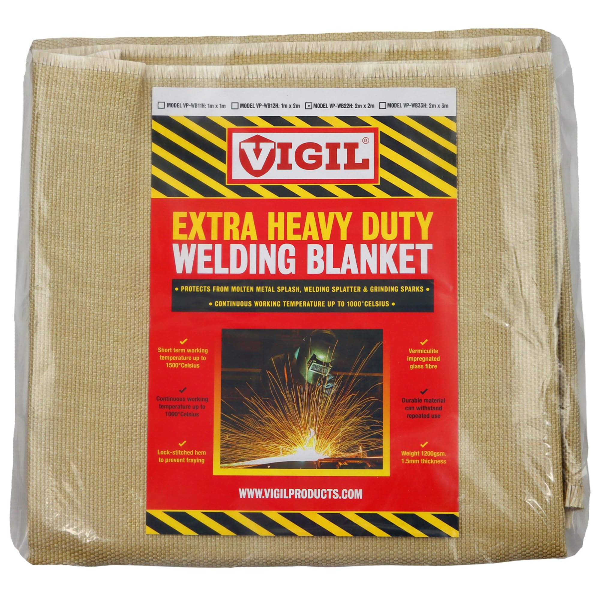Heavy-Duty Welding Blankets for Industrial Use - Vermiculite-Impregnated Glass Fibre Blanket - Heat Resistant up to 1500°C - Protects Work Area from Sparks - Flame Retardant Fabric - 2m x 2m