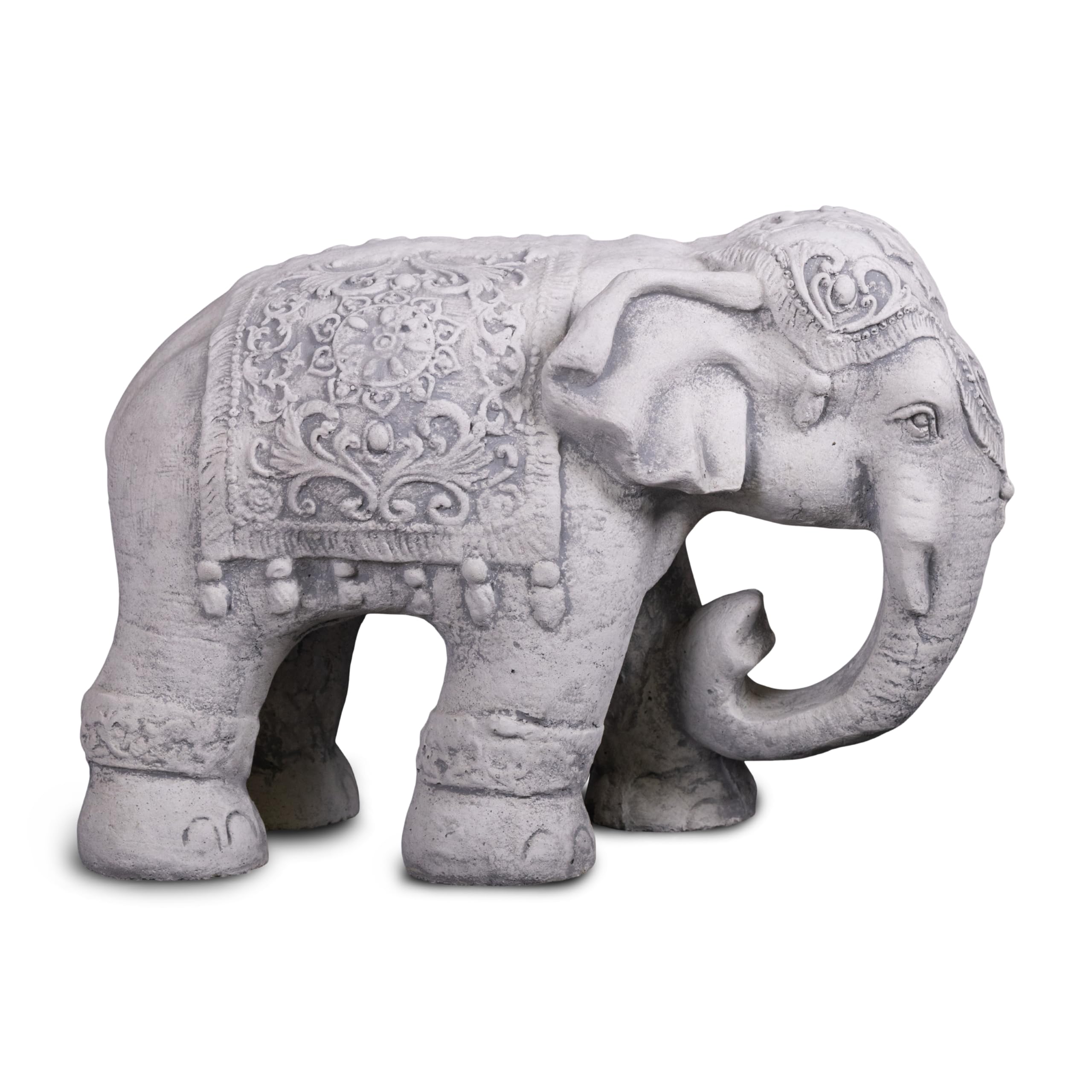 gartendekoparadies.de Éléphant indien en pierre coulée, hauteur 25 cm, 13 kg, gris, design traditionnel, résistant au gel