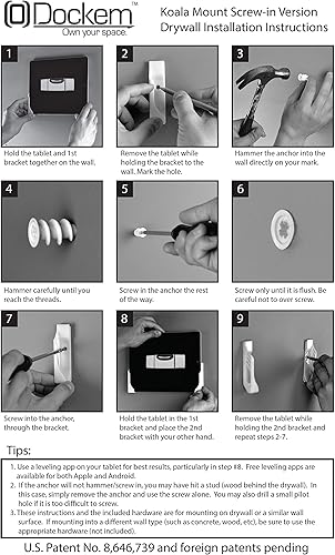 Miniatura 8 de Dockem Koala - Soporte de pared para tablet, versión atornillada: base universal para iPads, iPad Air/Mini/Pro, Samsung Galaxy Tab/Notes, tabletas