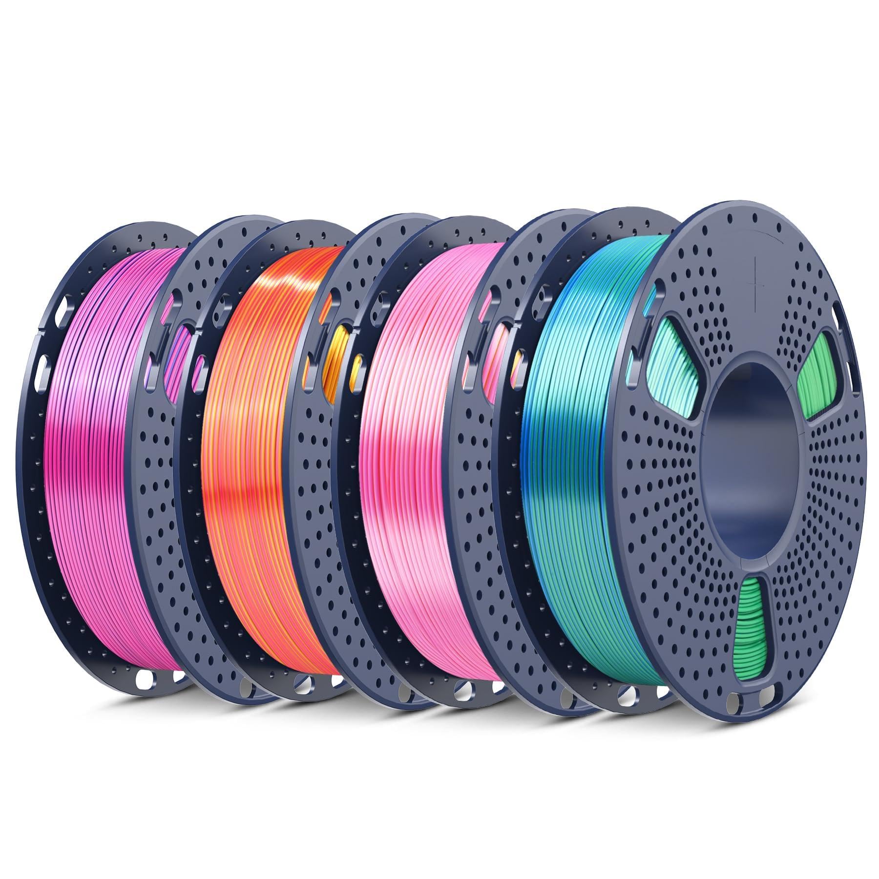 SUNLU 250G Silk Dual Color PLA Filament Bundle Muticolor, 1kg in Total