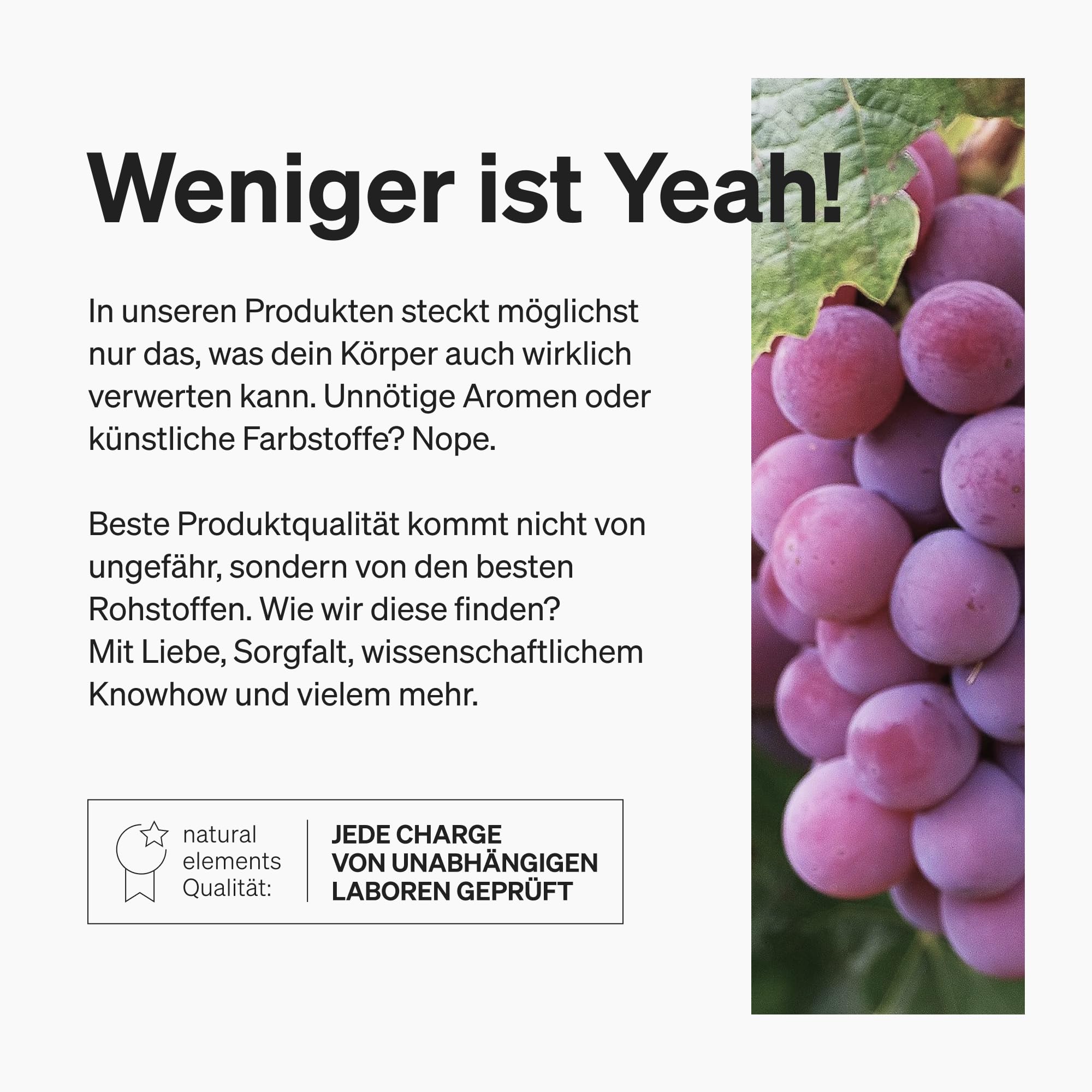natural elements OPC Traubenkernextrakt - 240 hochdosierte Kapseln für 8 Monate - Reines OPC aus europäischen Weintrauben - Vegan, in Deutschen Laboren getestet