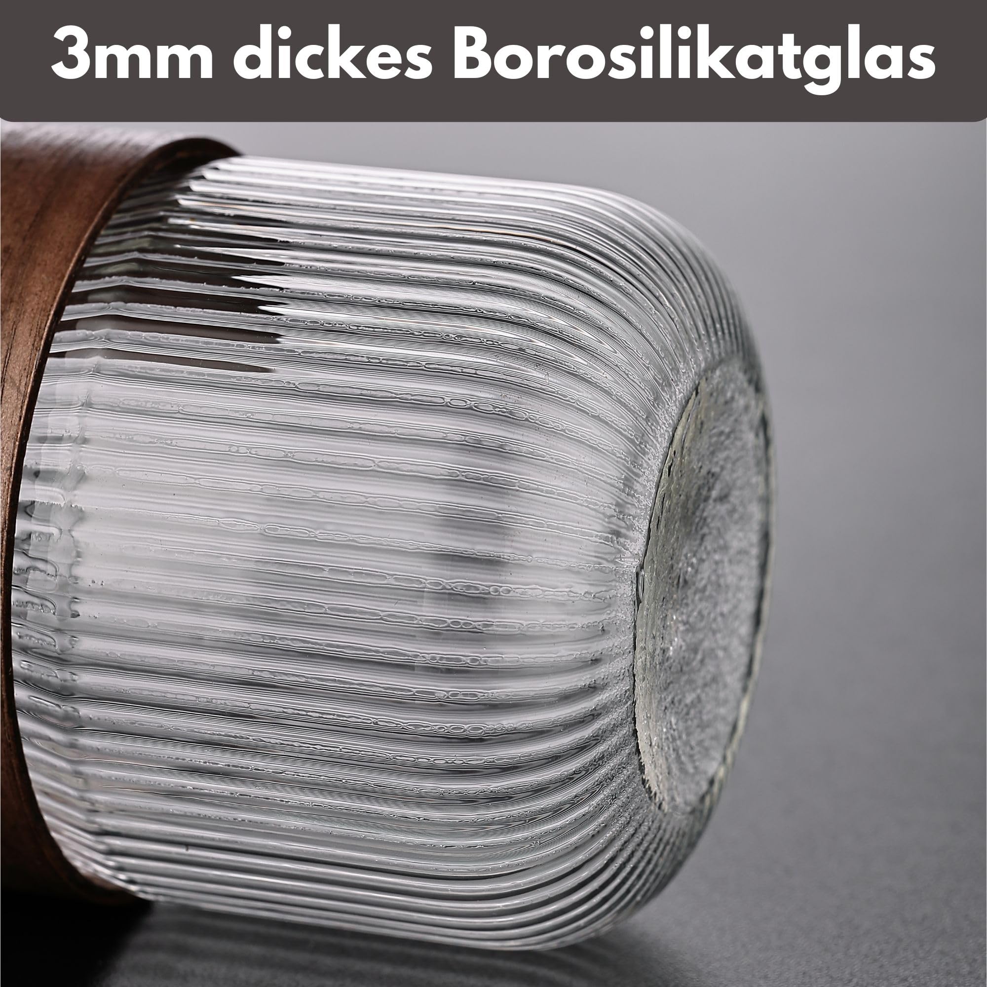 Holzwurm Milchkännchen klein 300ml - Glas Milchaufschäumer Kanne mit Walnussmantel, inspirierendes Design Milk Jug für Kaffee, Tee vieles mehr (Schwarz)