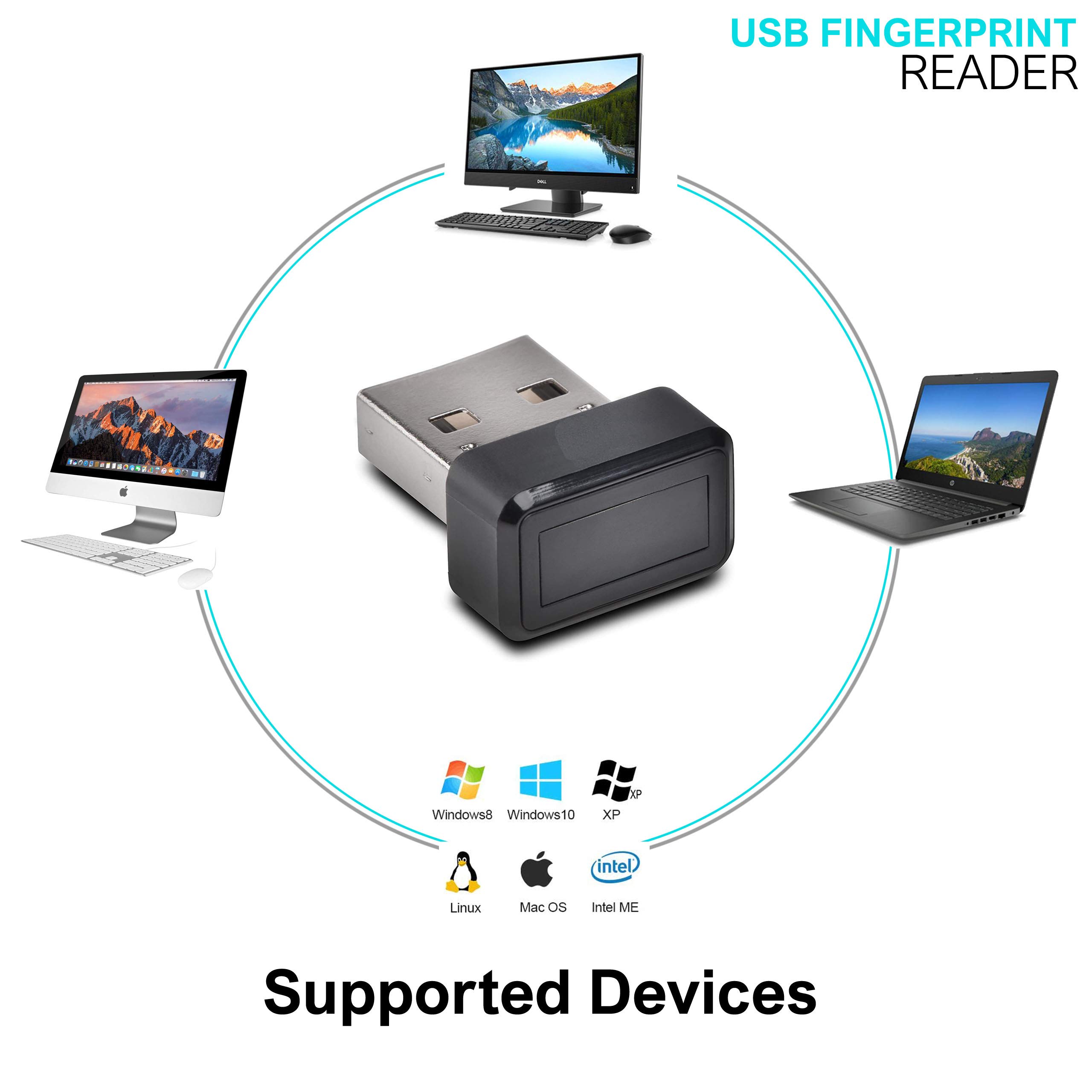 USB Fingerprint Reader for Windows Hello USB 3.0 Fingerprint Scanner for Windows 10 & 11, 360° Touch Sensor - Image 4