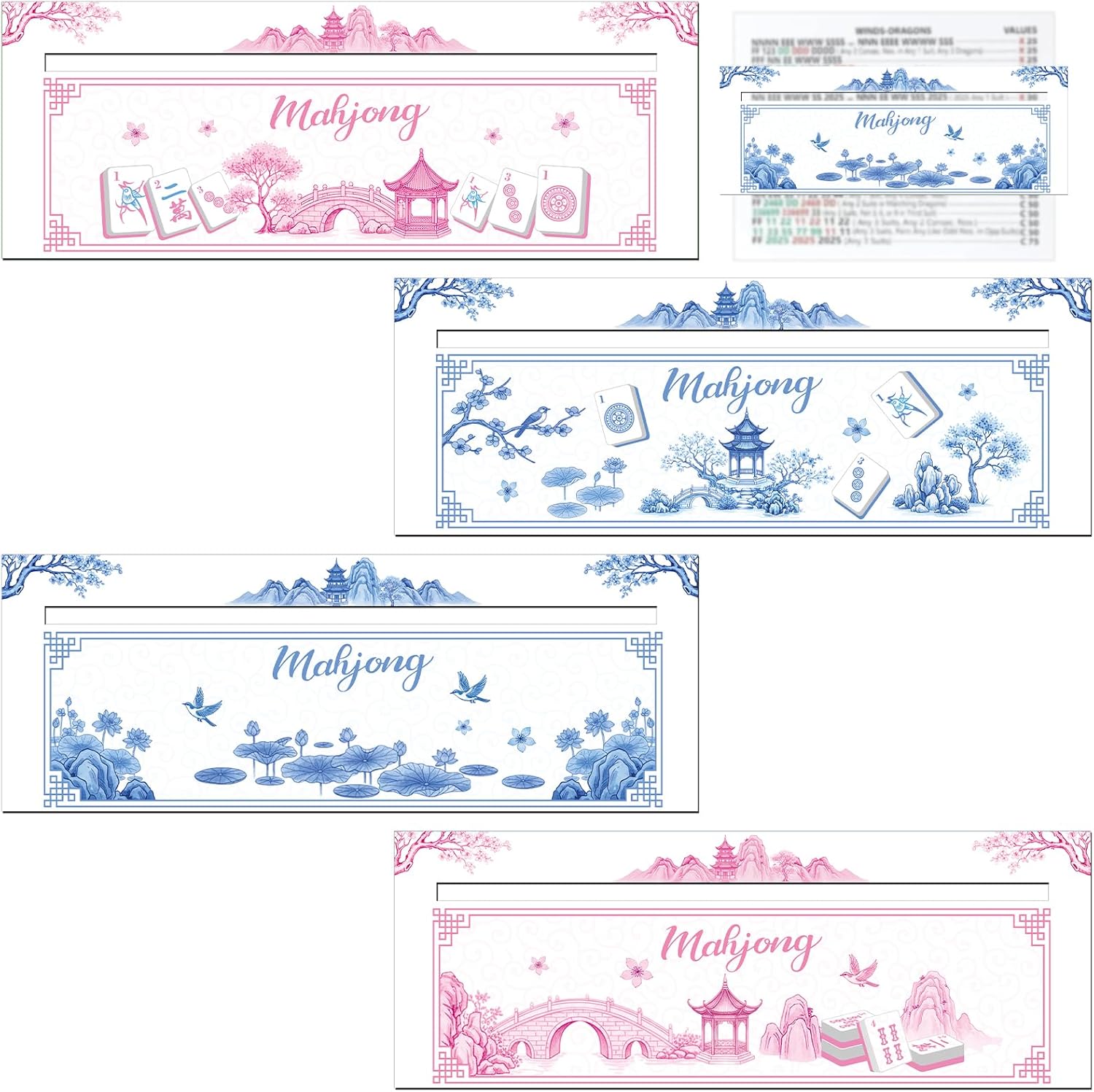 Chinoiserie Mahjong Line Finder - 4 Pcs Mahjong Card Line Guide Reader Rules Reader Helper Strategy Tool Mah Jong Accessories Gifts for Beginners Travel Parties Players Lovers Game Supplies