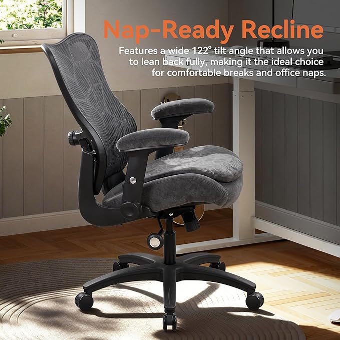 Silla de Oficina Ergonómica Gris con Respaldo Alto y Brazos miniatura 9