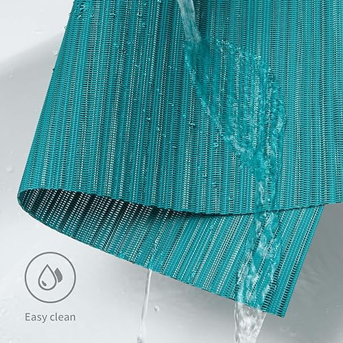 Miniatura 3 de FunWheat Juego de 6 manteles individuales de vinilo lavables para mesa de comedor, manteles tejidos de plástico duradero, 12 x 18 pulgadas, fácil de