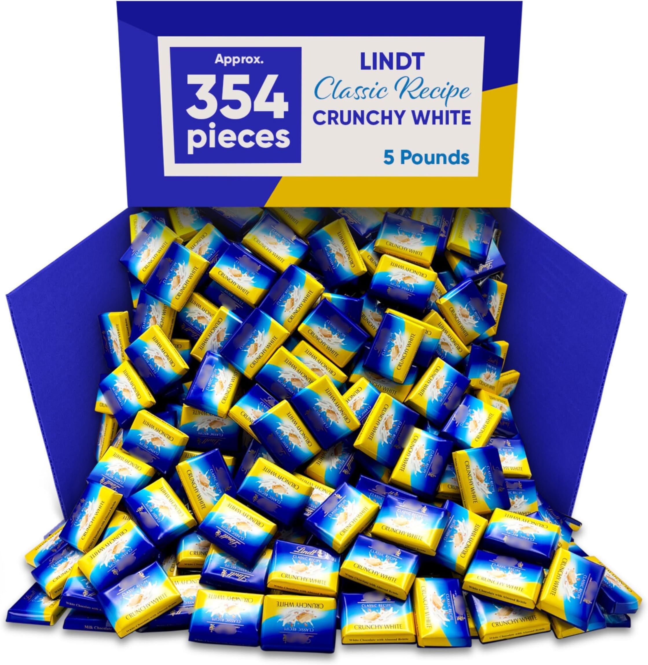 CHAIN & JO SWEETS White Chocolate with Crunchy Almond Brittle โ 5LB (Approx. 354 Pieces) โ Individually Wrapped Smooth & Crispy Treats for Snacking, Sharing & Bulk Gifting