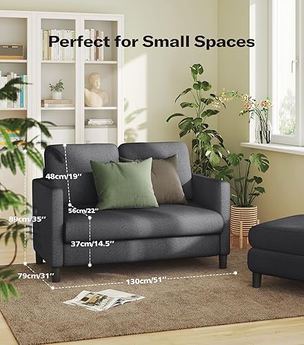 Miniatura 2 de Sofá biplaza, sofá biplaza de 51 pulgadas, cómodo sofá de peluche pequeño para espacios pequeños, sofá de instalación sin herramientas para