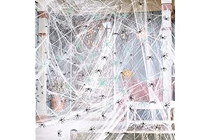 Glow in the Dark Spider Webs with 20 Realistic Spiders for Halloween...