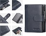 SENDEFN Portefeuille en cuir véritable pour hommes RFID Porte-cartes avec fermeture à glissière, noir, portefeuilles en cuir pour hommes