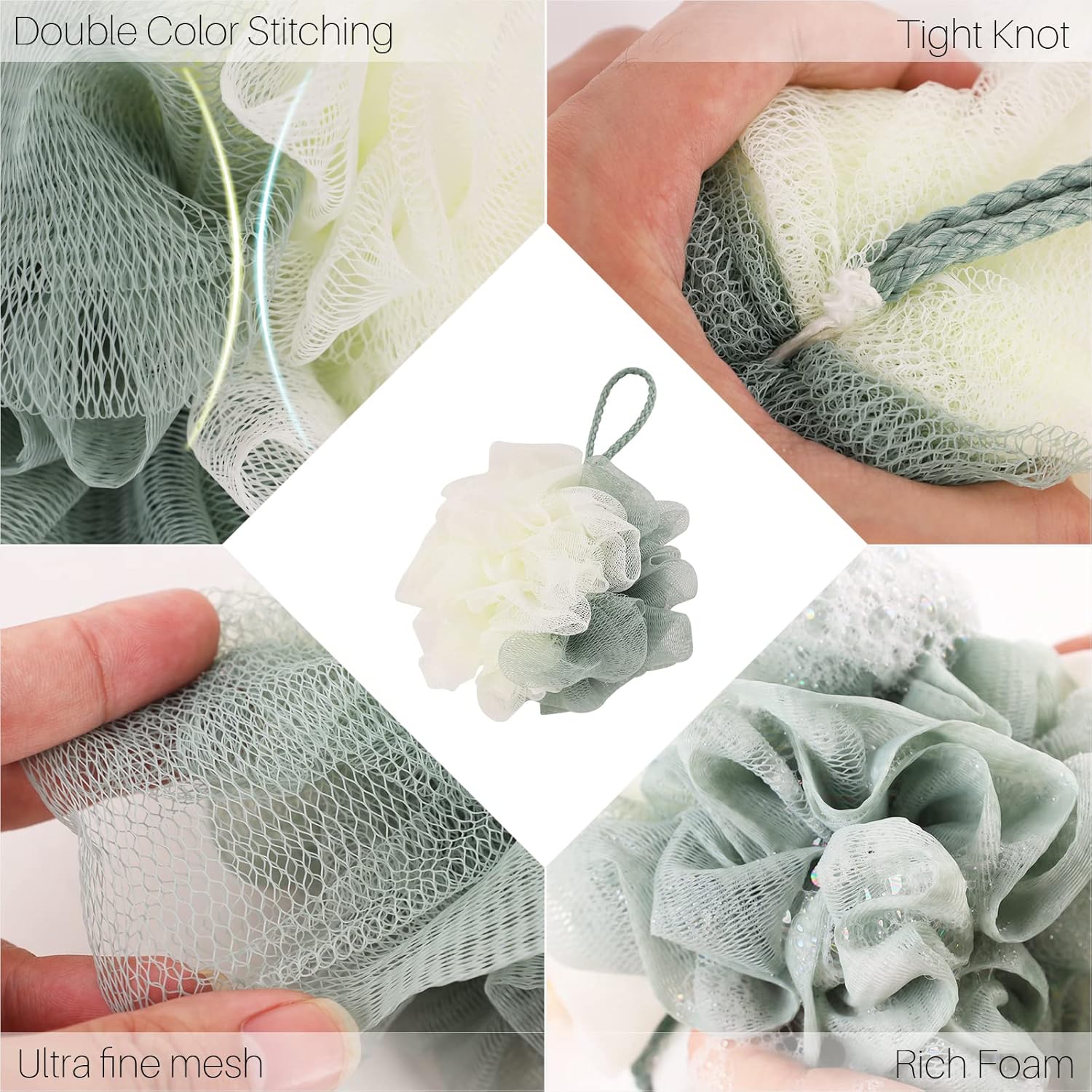 Teak Wood Long Handled Loofah, Body Puff Shower, Loofah on a Stick