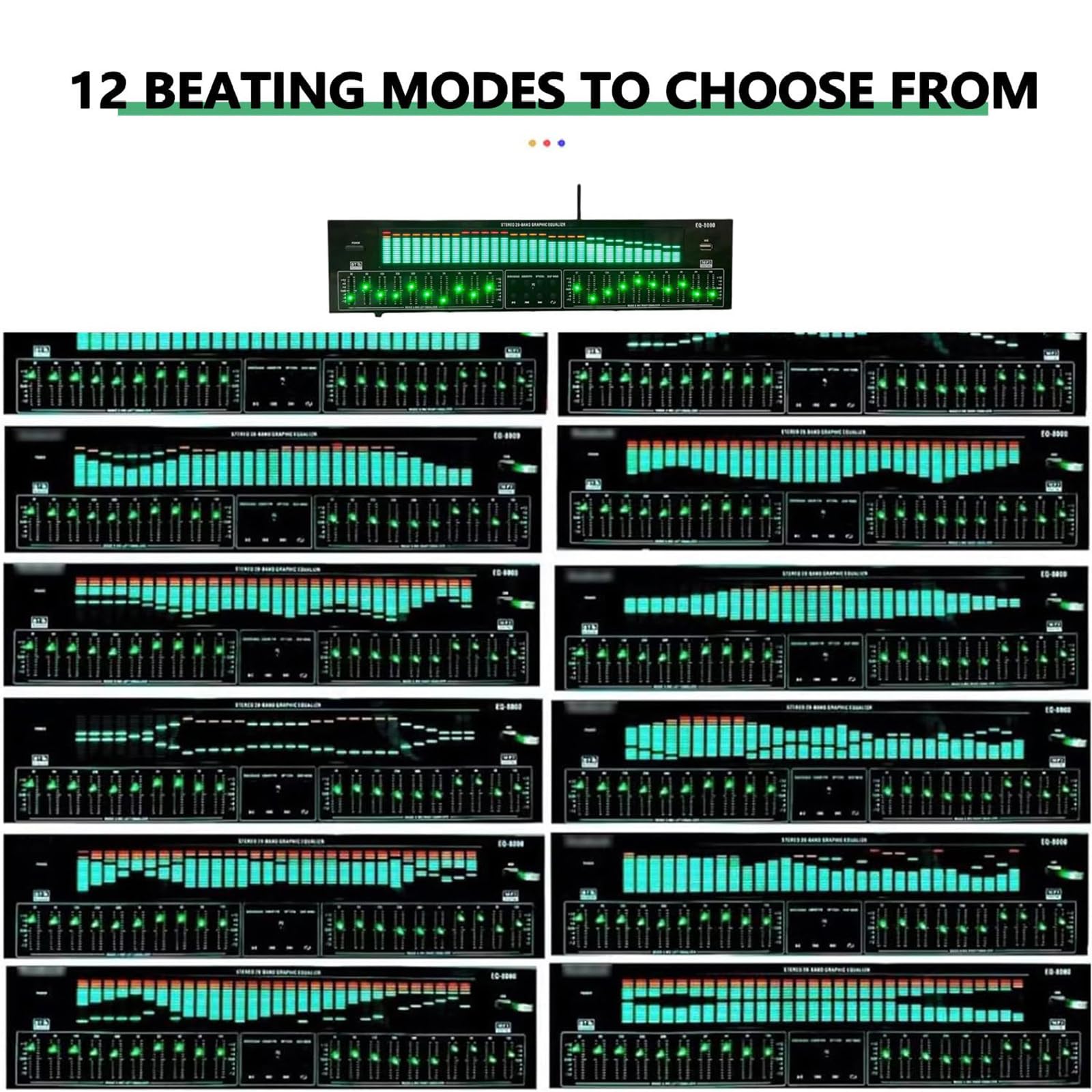 Equalizzatore Grafico Stereo a 31 Bande, 12 Pattern Ritmici, Bluetooth 5.4, con Riduzione del Rumore, per Palcoscenici, Concerti E Studi di Registrazione